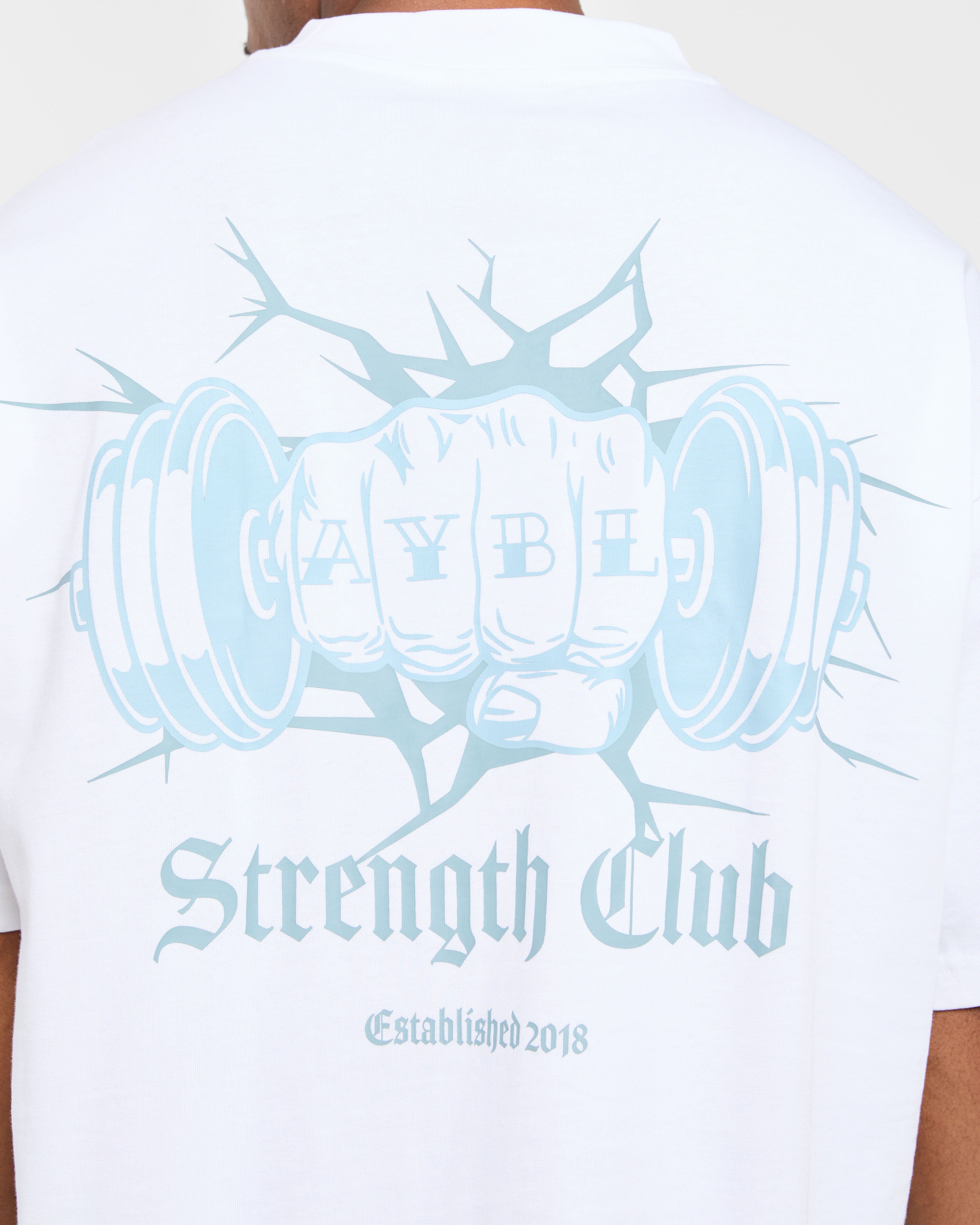 AYBL Strength Club Oversized T Shirt - Weiß/Blau