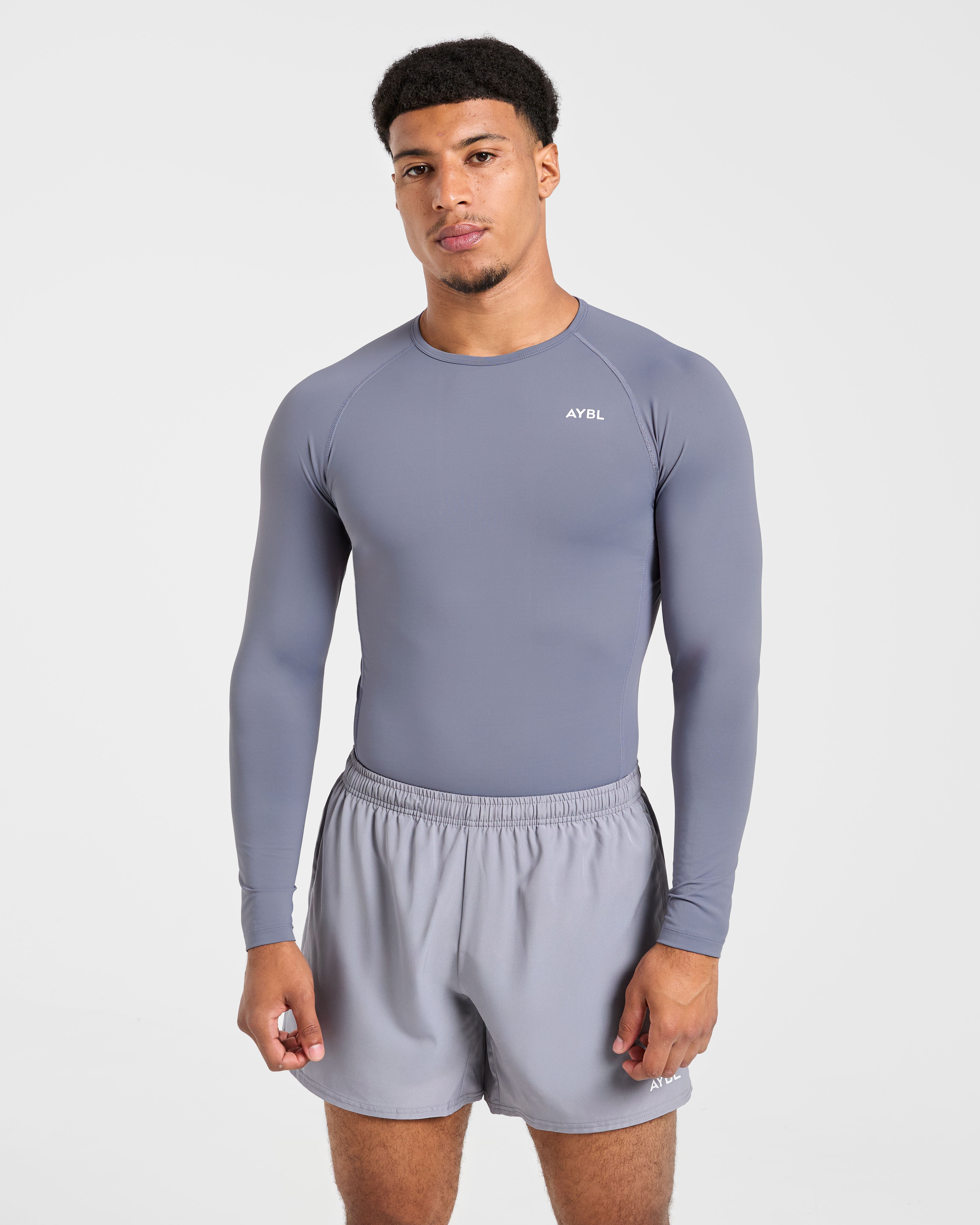 Compression Long Sleeve T Shirt - Slate Grau