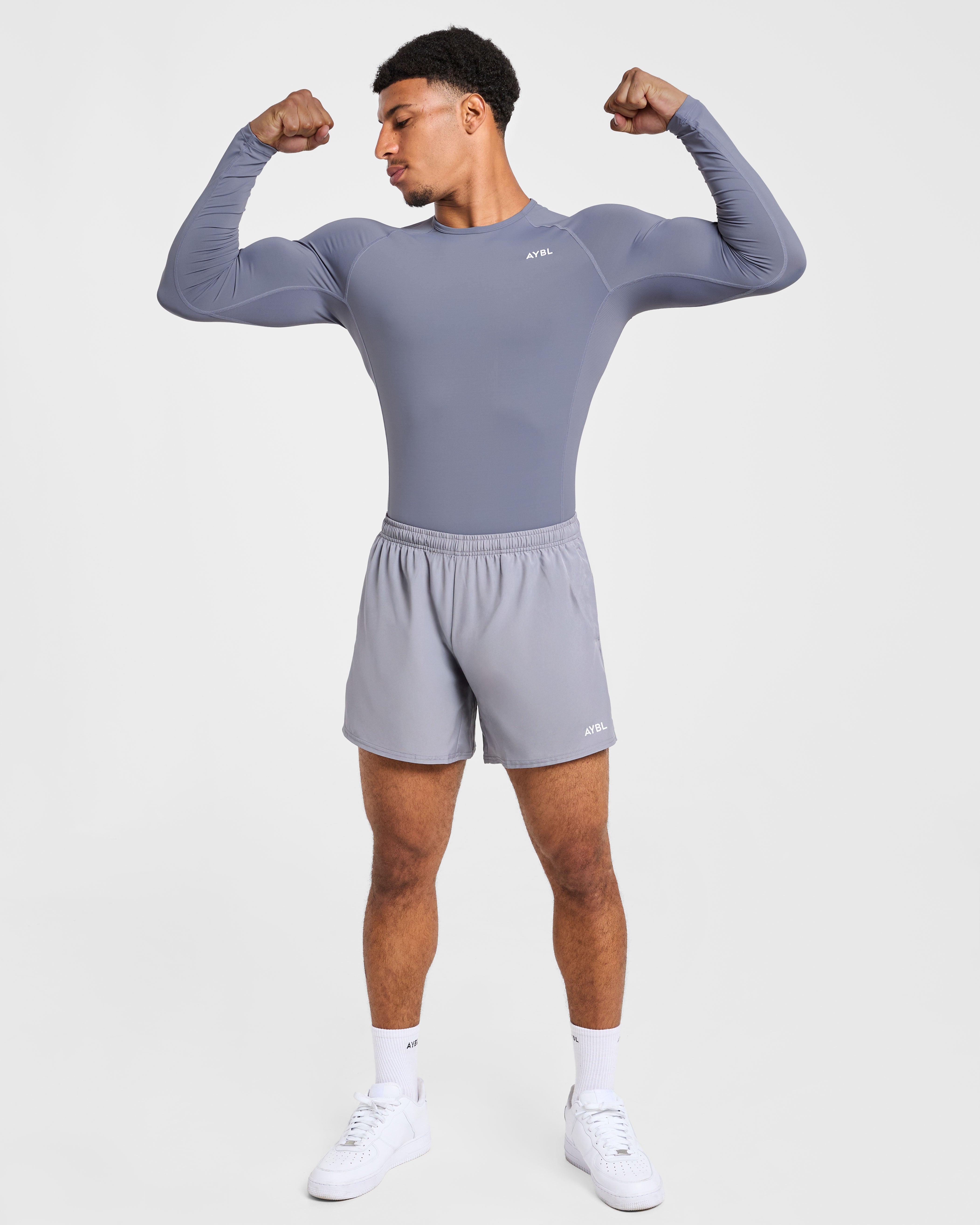 Compression Long Sleeve T Shirt - Slate Grau