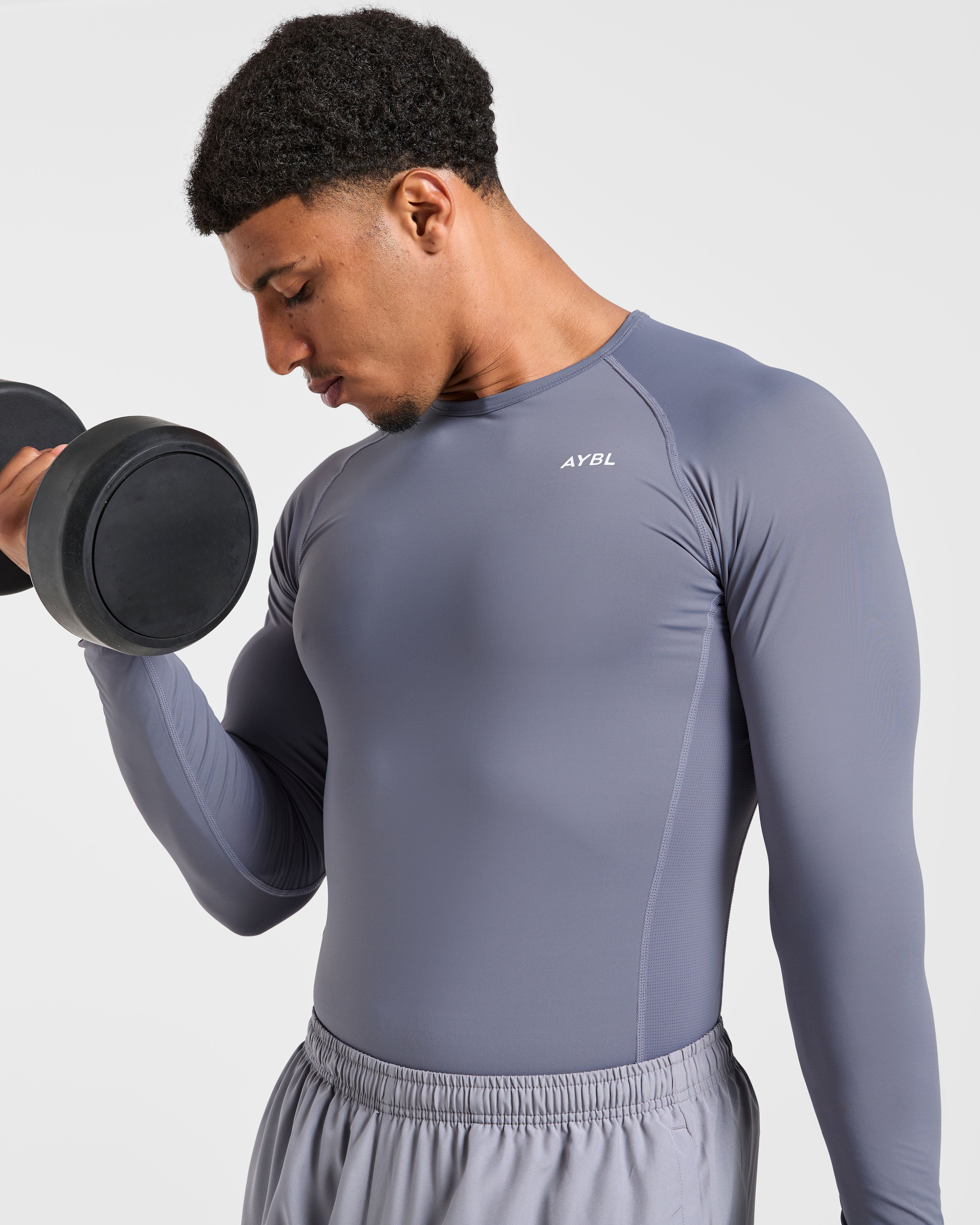 Compression Long Sleeve T Shirt - Slate Grau