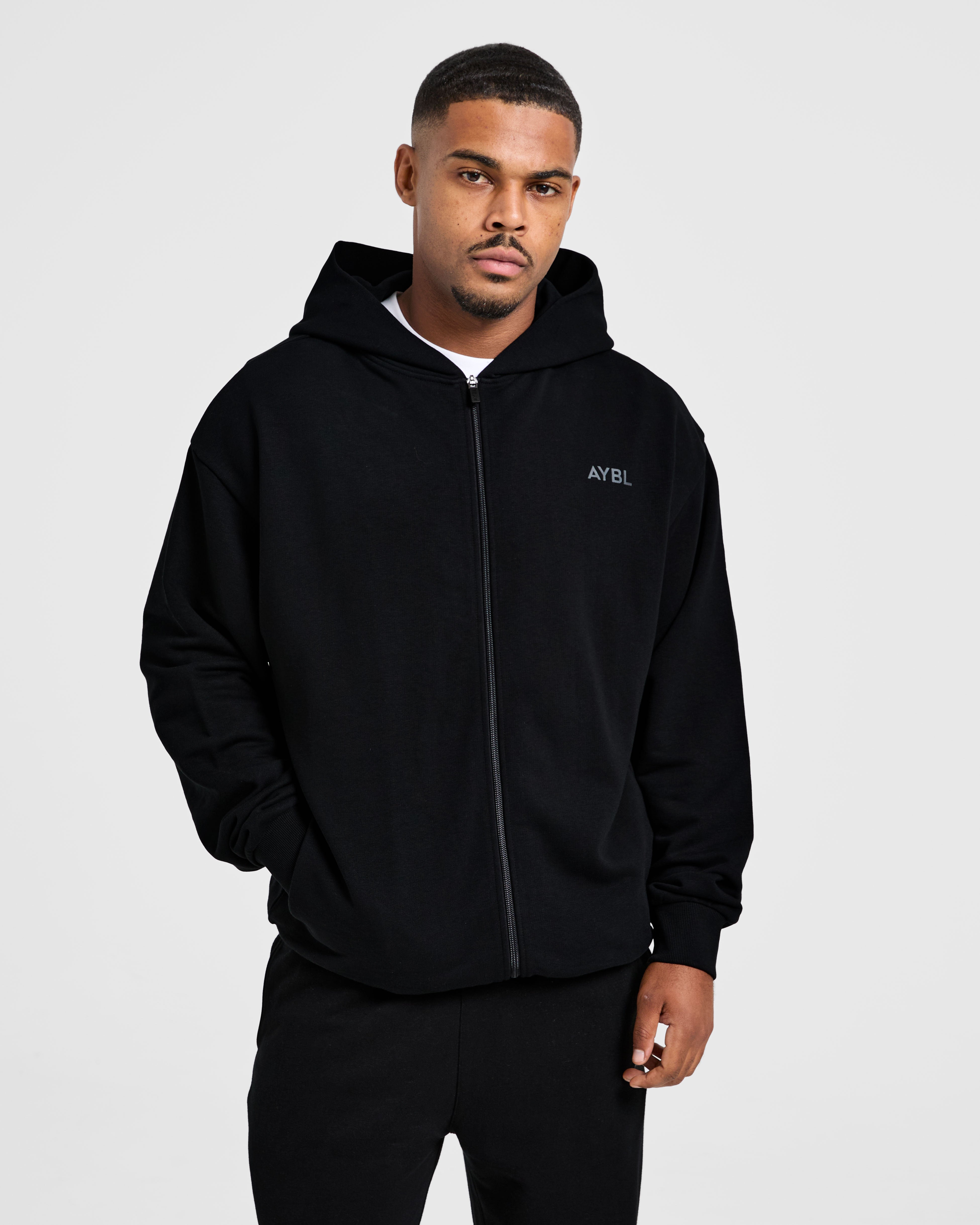 Craft Oversized Zip Up Hoodie - Schwarz