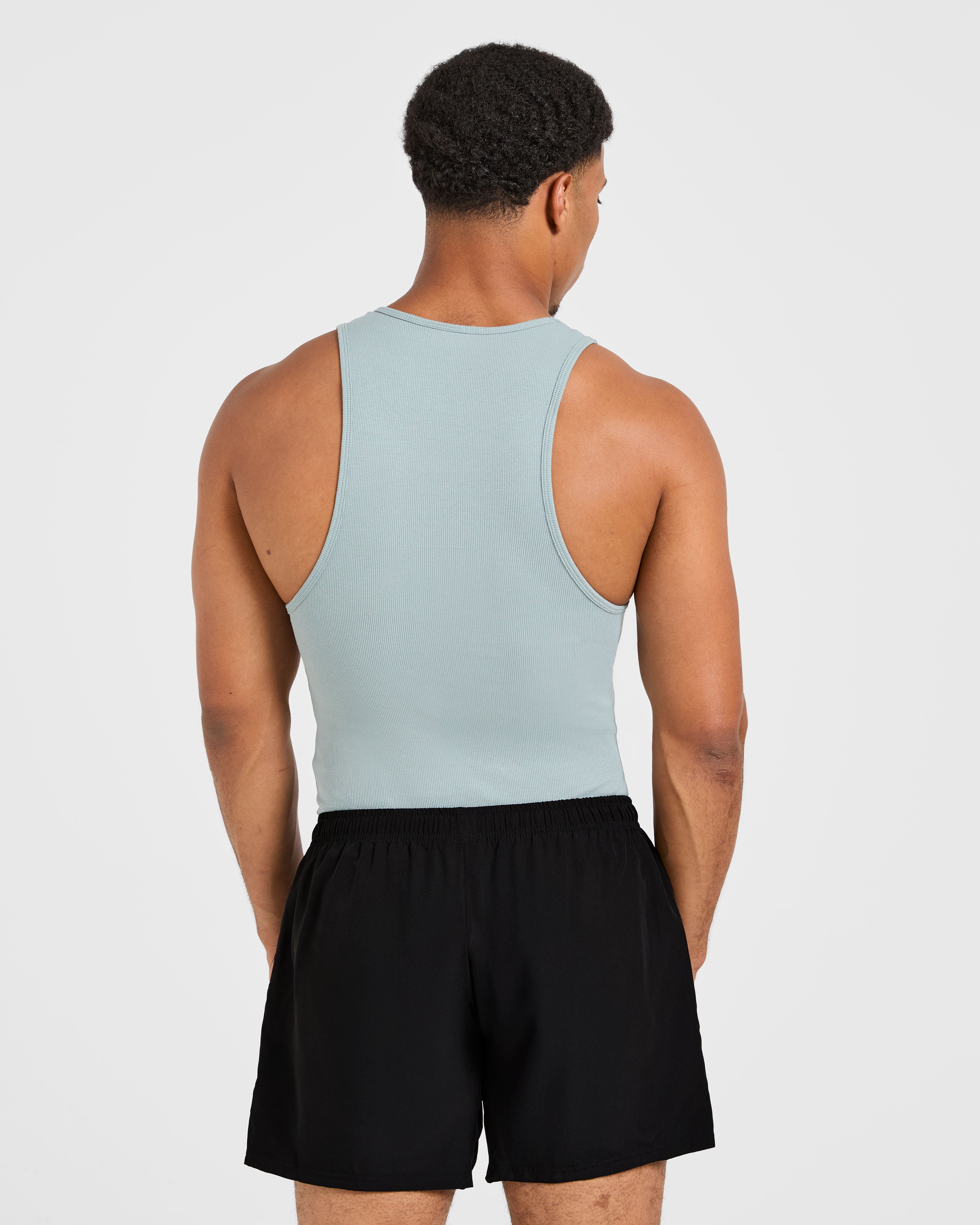 Muscle Ribbed Tank - Stone Blau