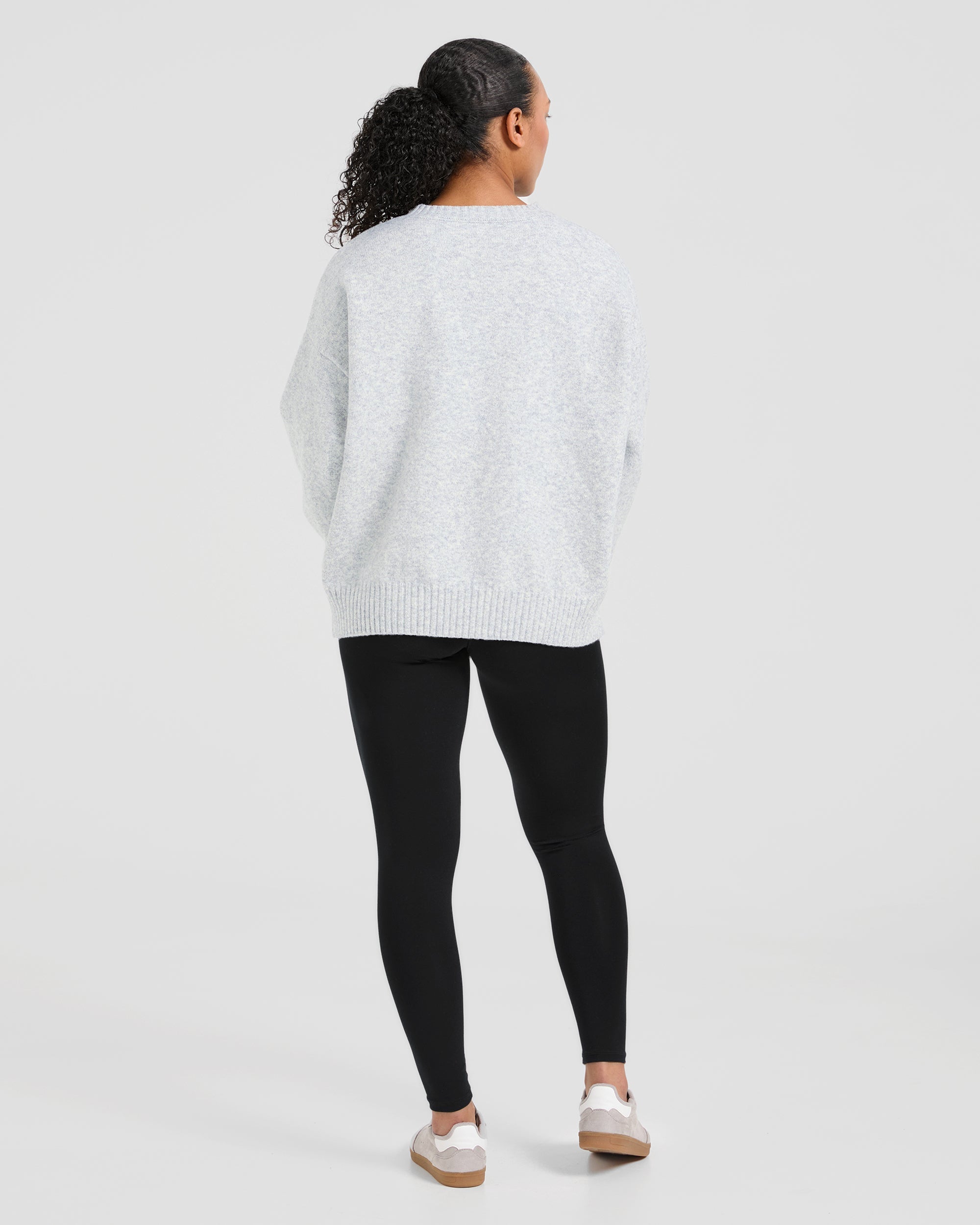 Varsity Oversized Knitted Sweater - Grau Marl