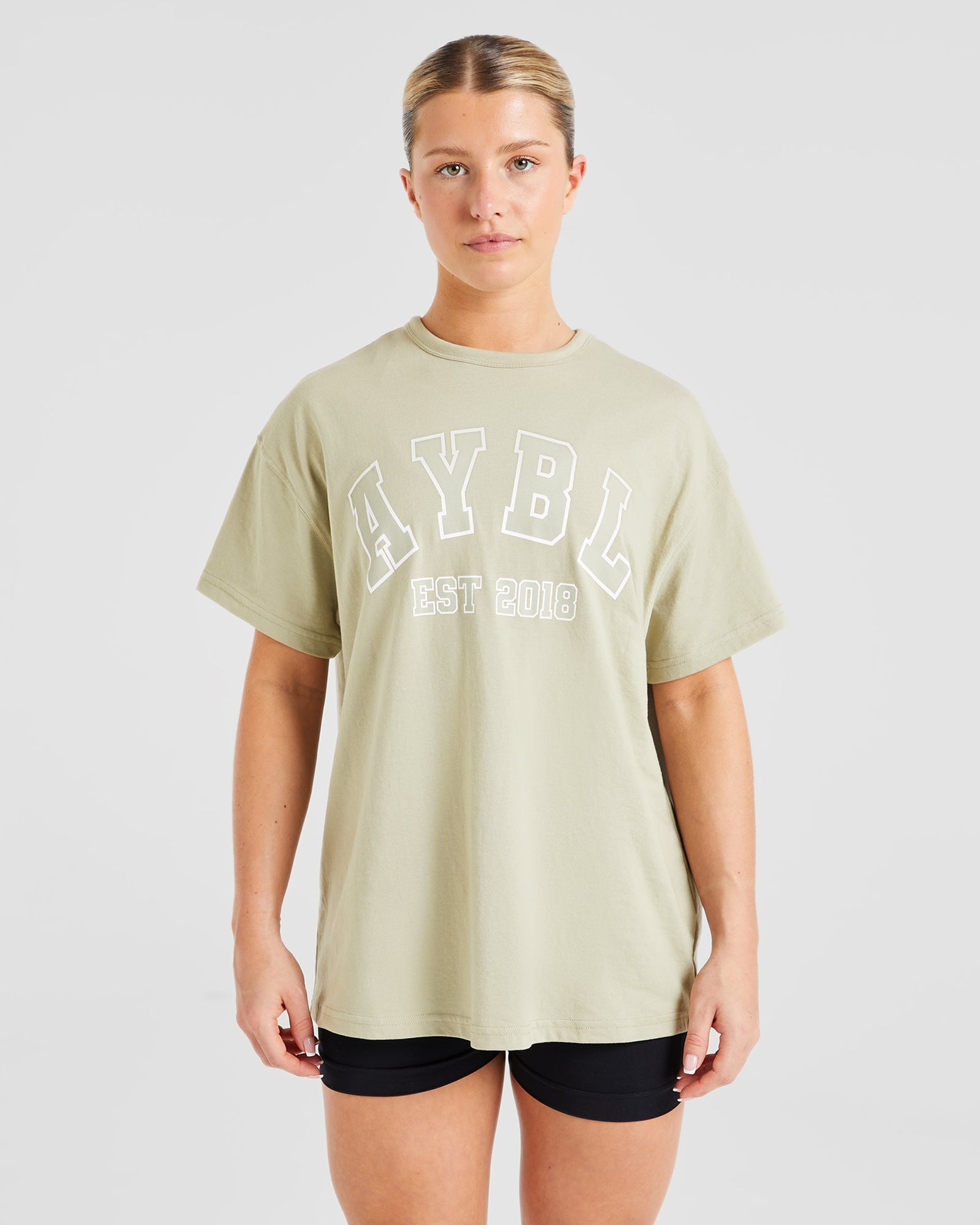 Varsity Oversized T Shirt - Olive Grün