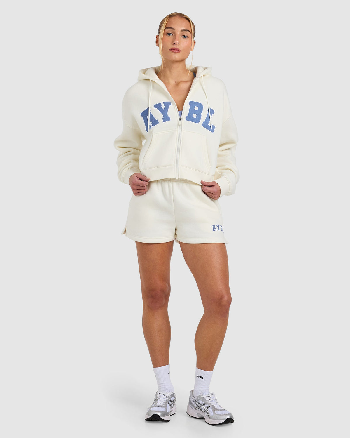 Varsity 2.0 Boxy Zip Up Hoodie - Off Weiß