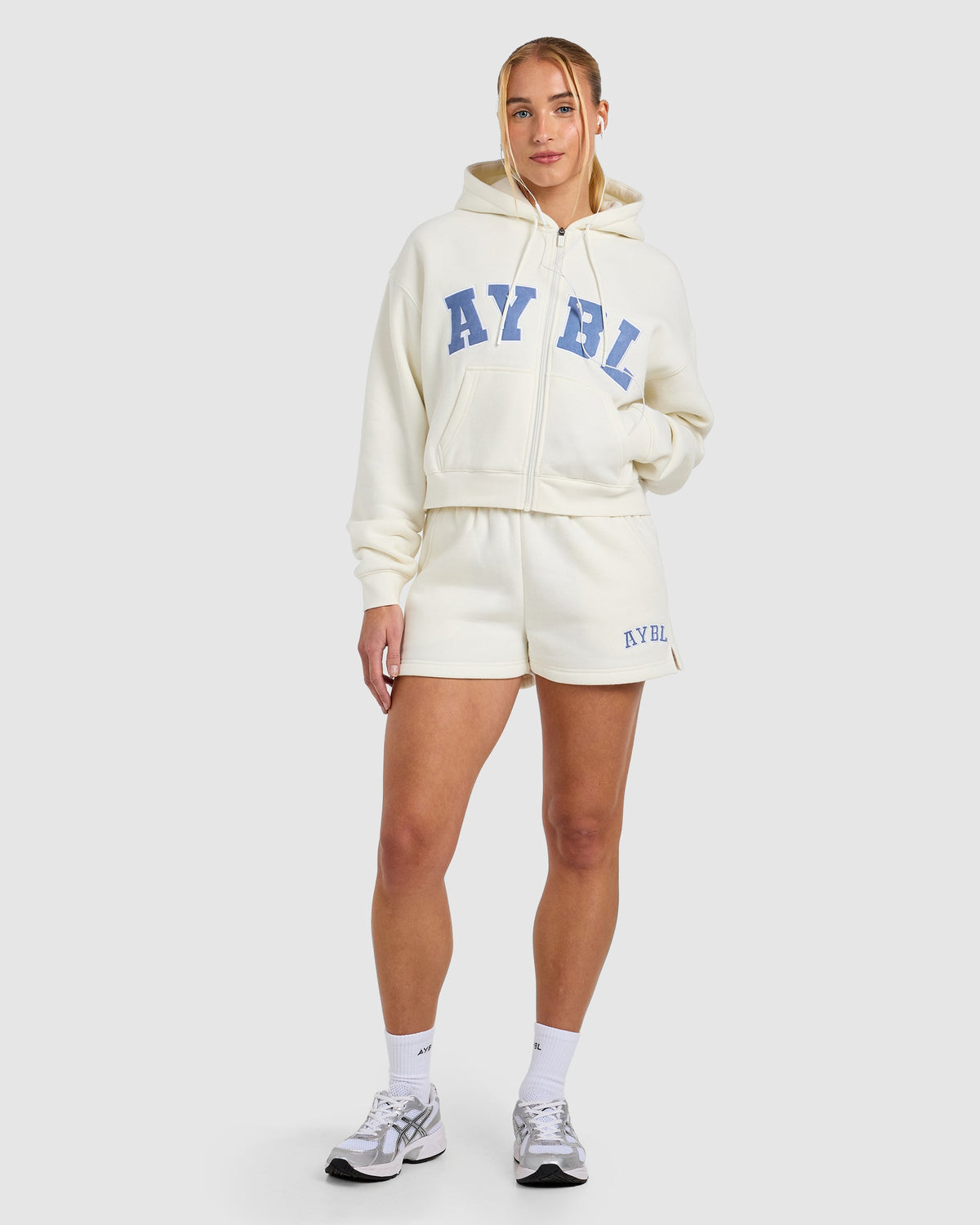 Varsity 2.0 Boxy Zip Up Hoodie - Off Weiß