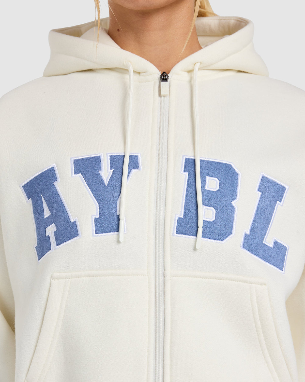 Varsity 2.0 Boxy Zip Up Hoodie - Off Weiß