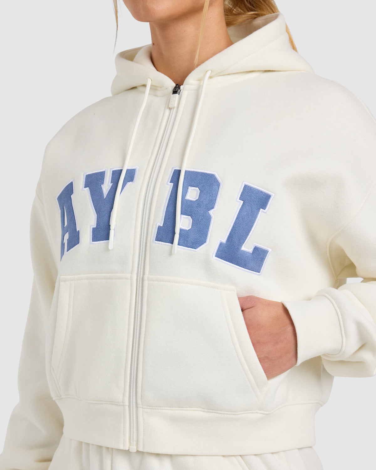 Varsity 2.0 Boxy Zip Up Hoodie - Off Weiß