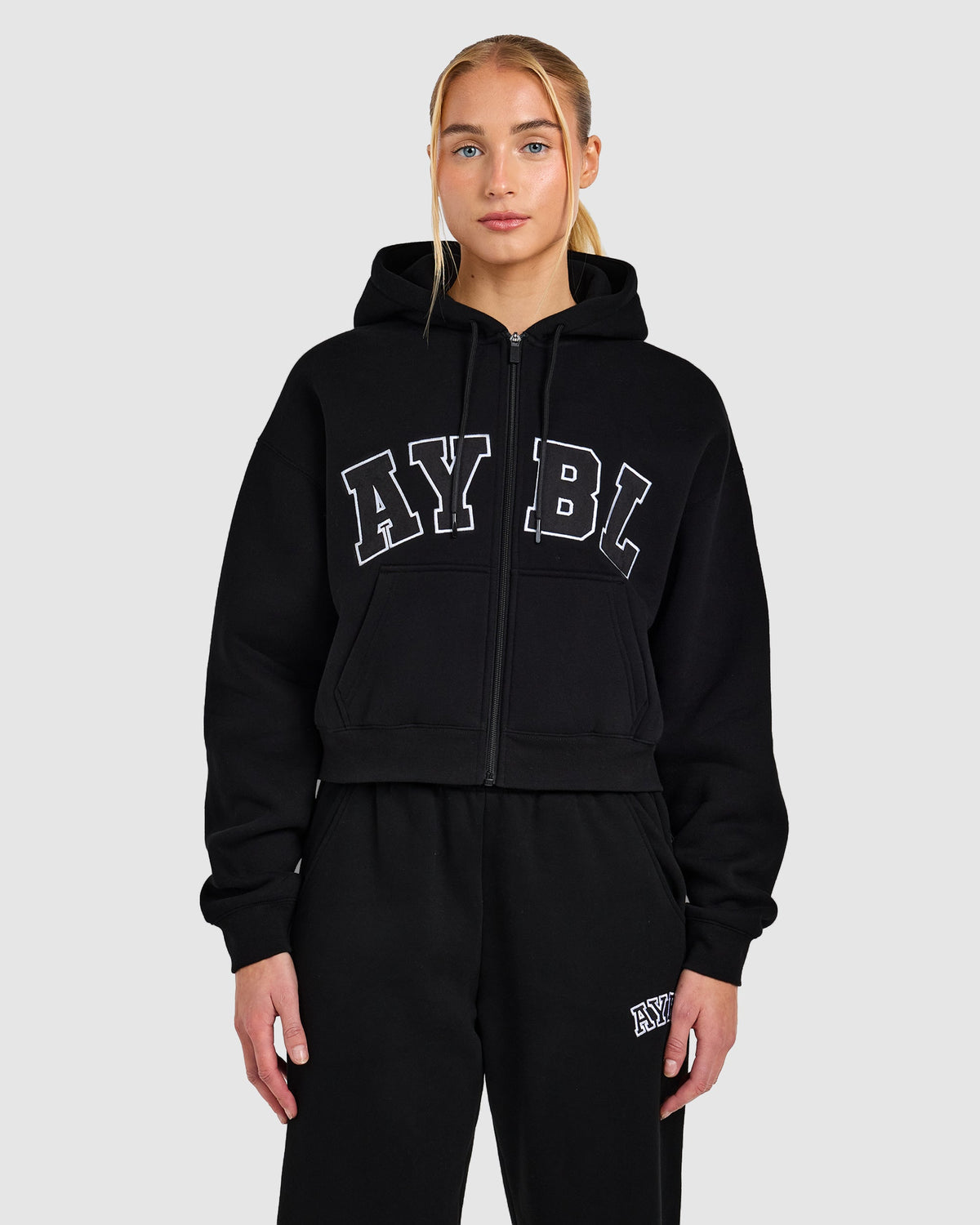 Varsity 2.0 Boxy Zip Up Hoodie - Schwarz