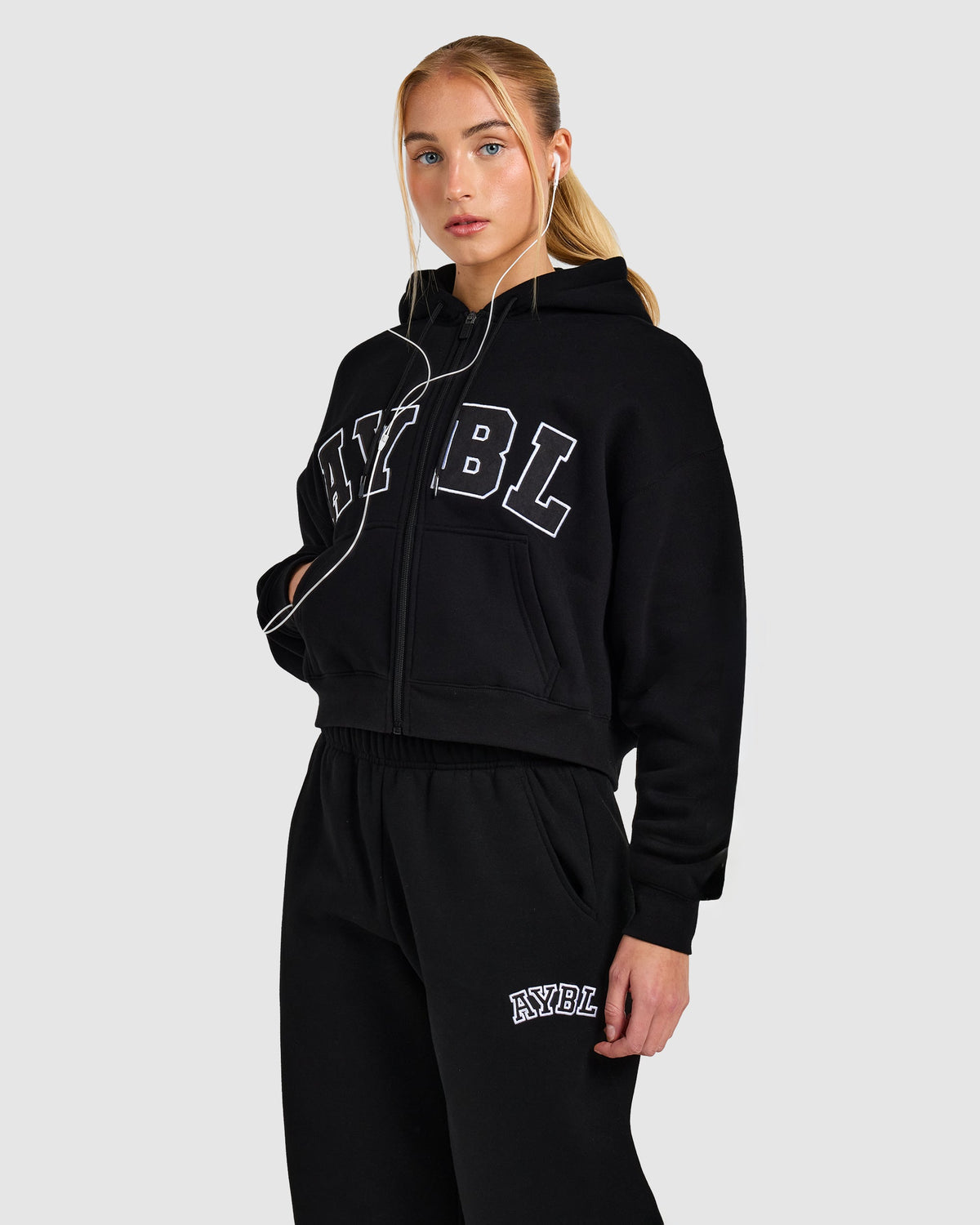 Varsity 2.0 Boxy Zip Up Hoodie - Schwarz