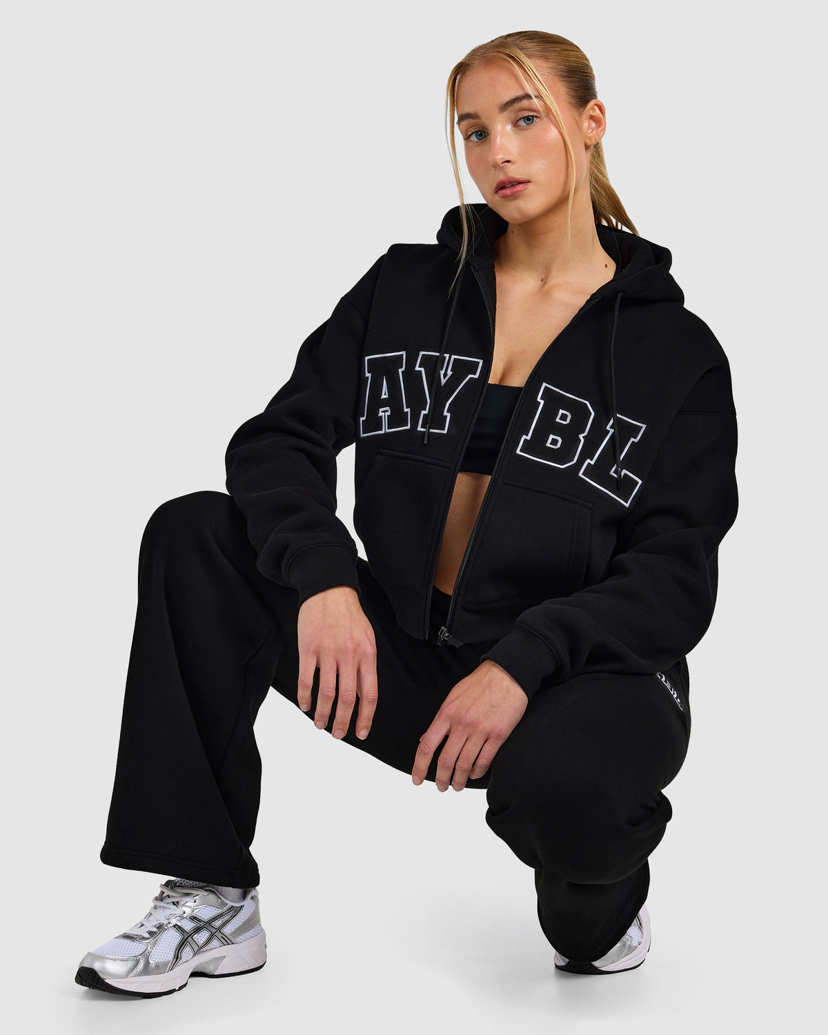 Varsity 2.0 Boxy Zip Up Hoodie - Schwarz