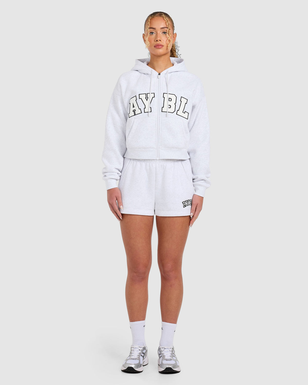Varsity 2.0 Boxy Zip Up Hoodie - Heather Grau