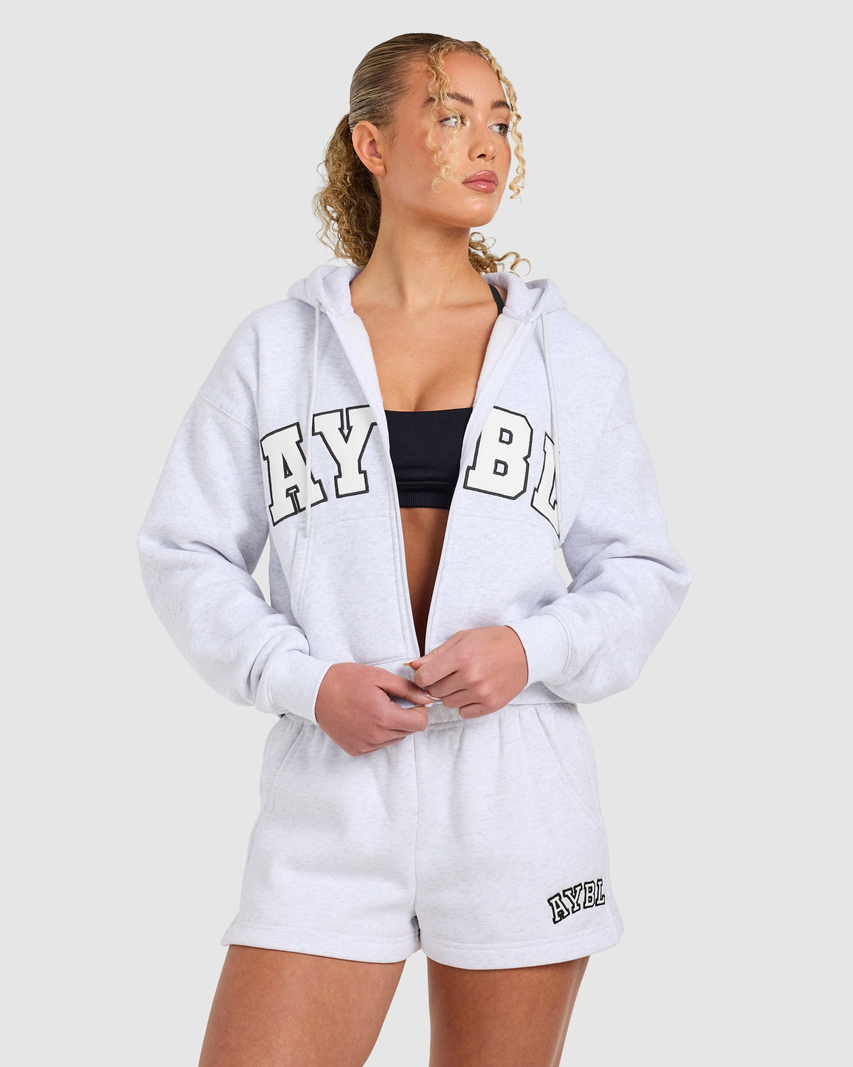 Varsity 2.0 Boxy Zip Up Hoodie - Heather Grau