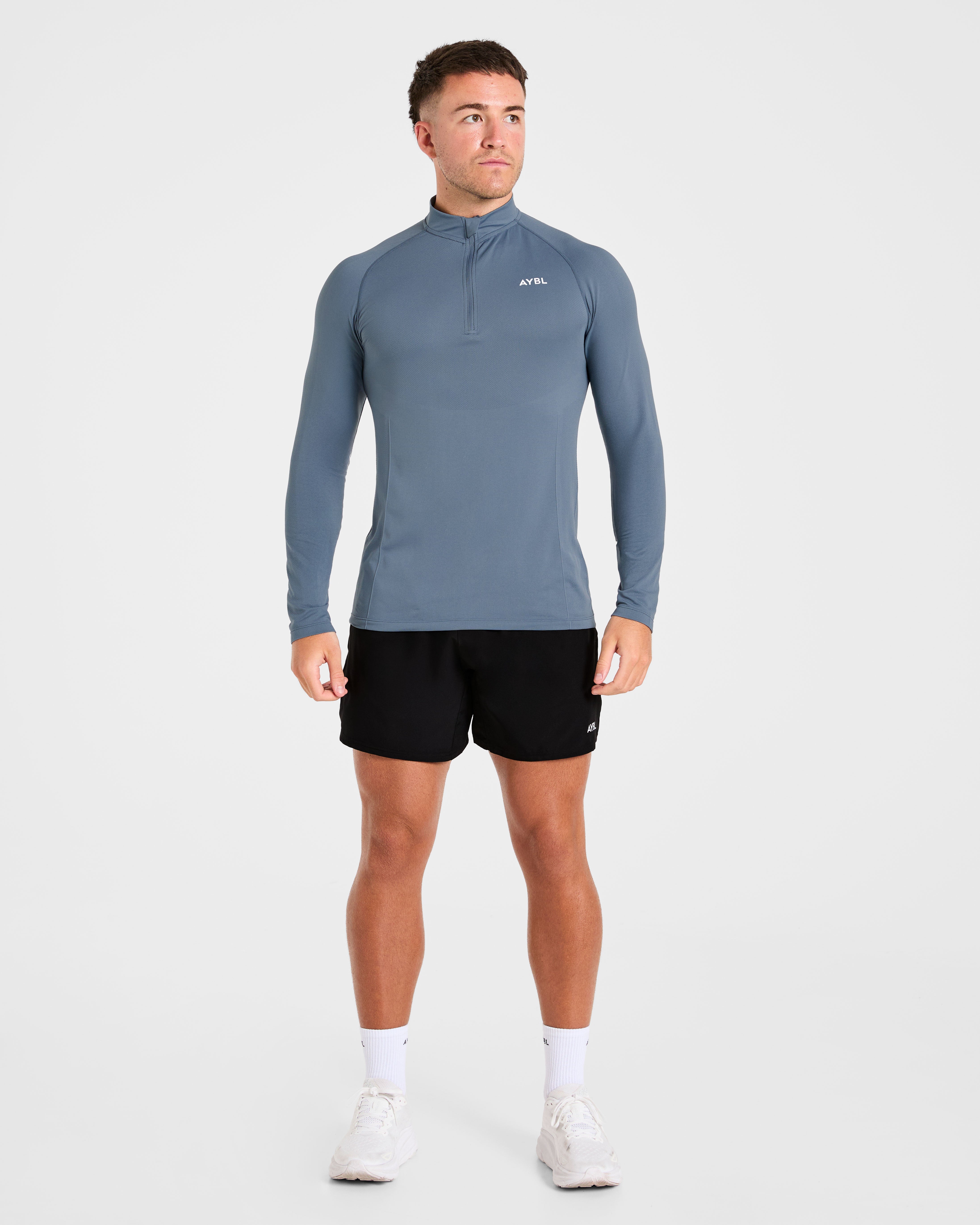 Essential Seamless 1/4 Zip Pullover  - Slate Blau
