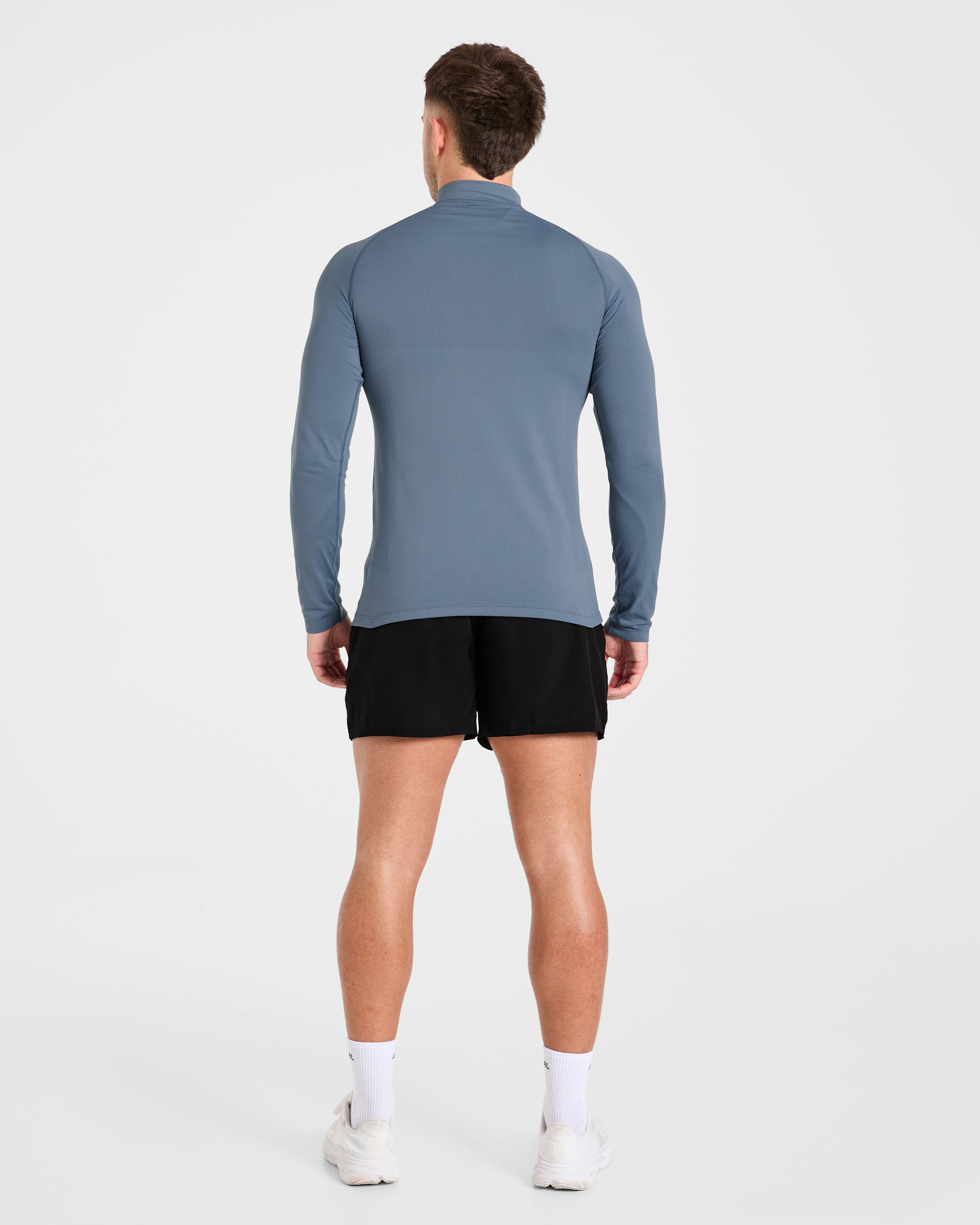 Essential Seamless 1/4 Zip Pullover  - Slate Blau