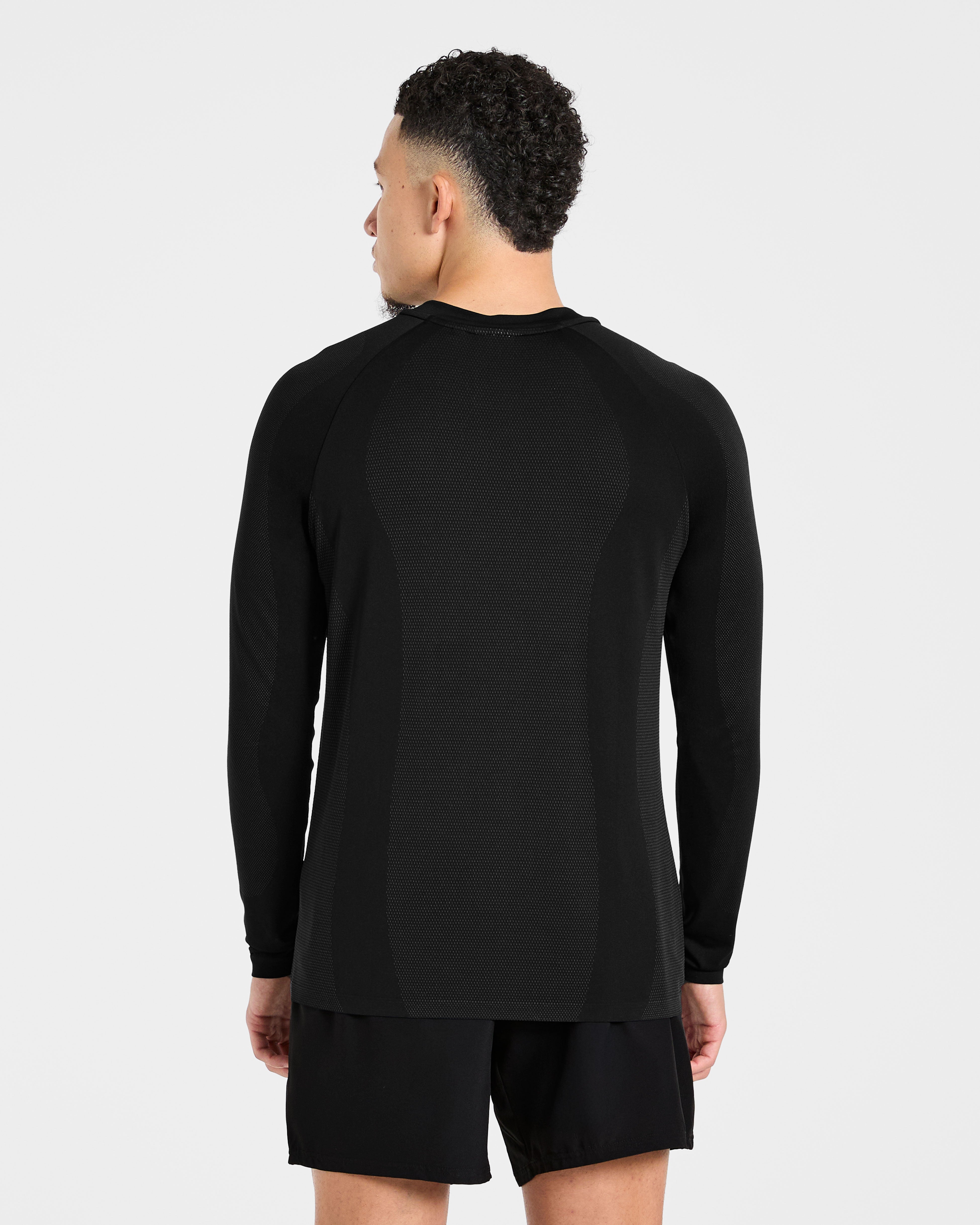 Attain Seamless Long Sleeve T Shirt - Schwarz