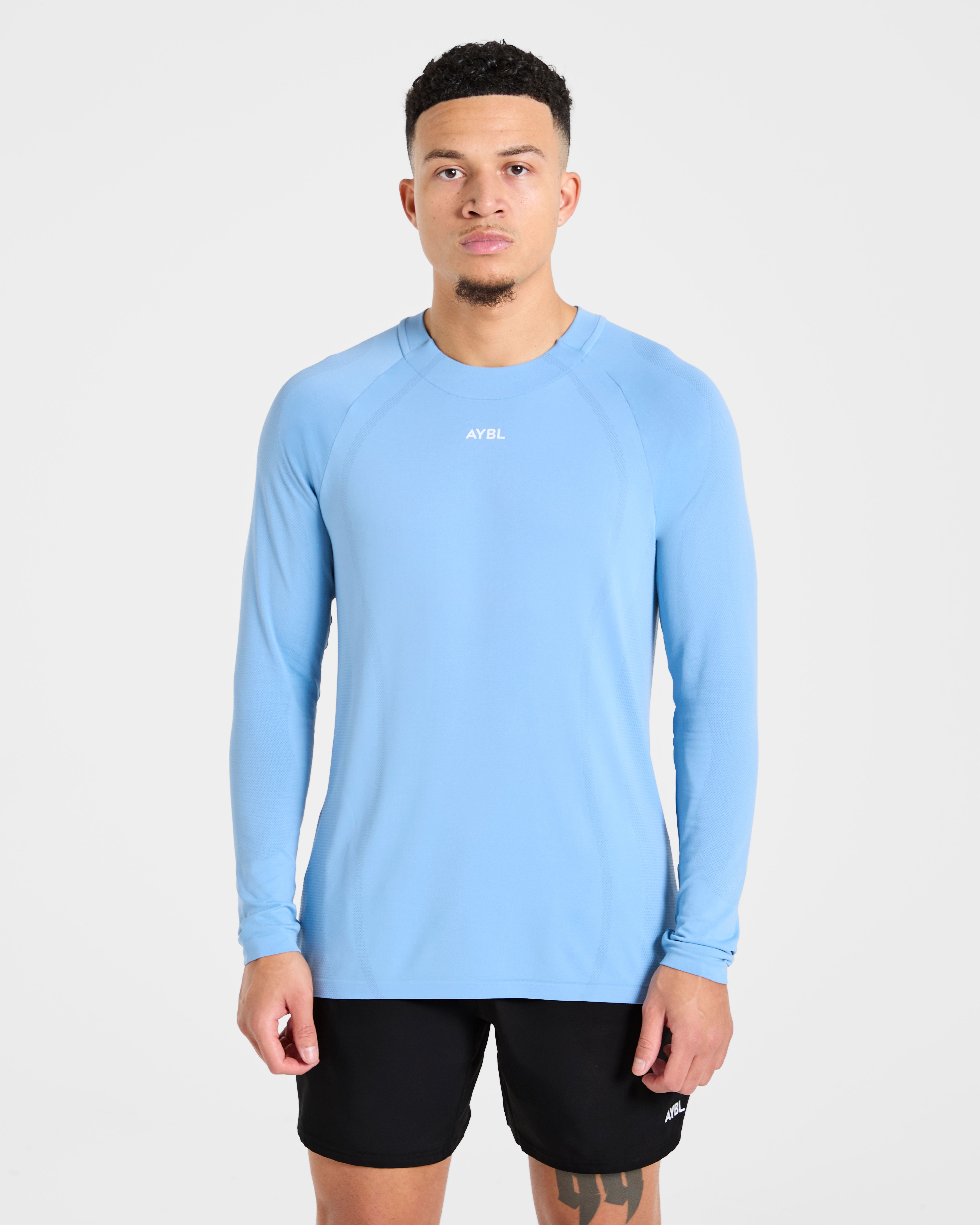 Attain Seamless Long Sleeve T Shirt - Sports Blau