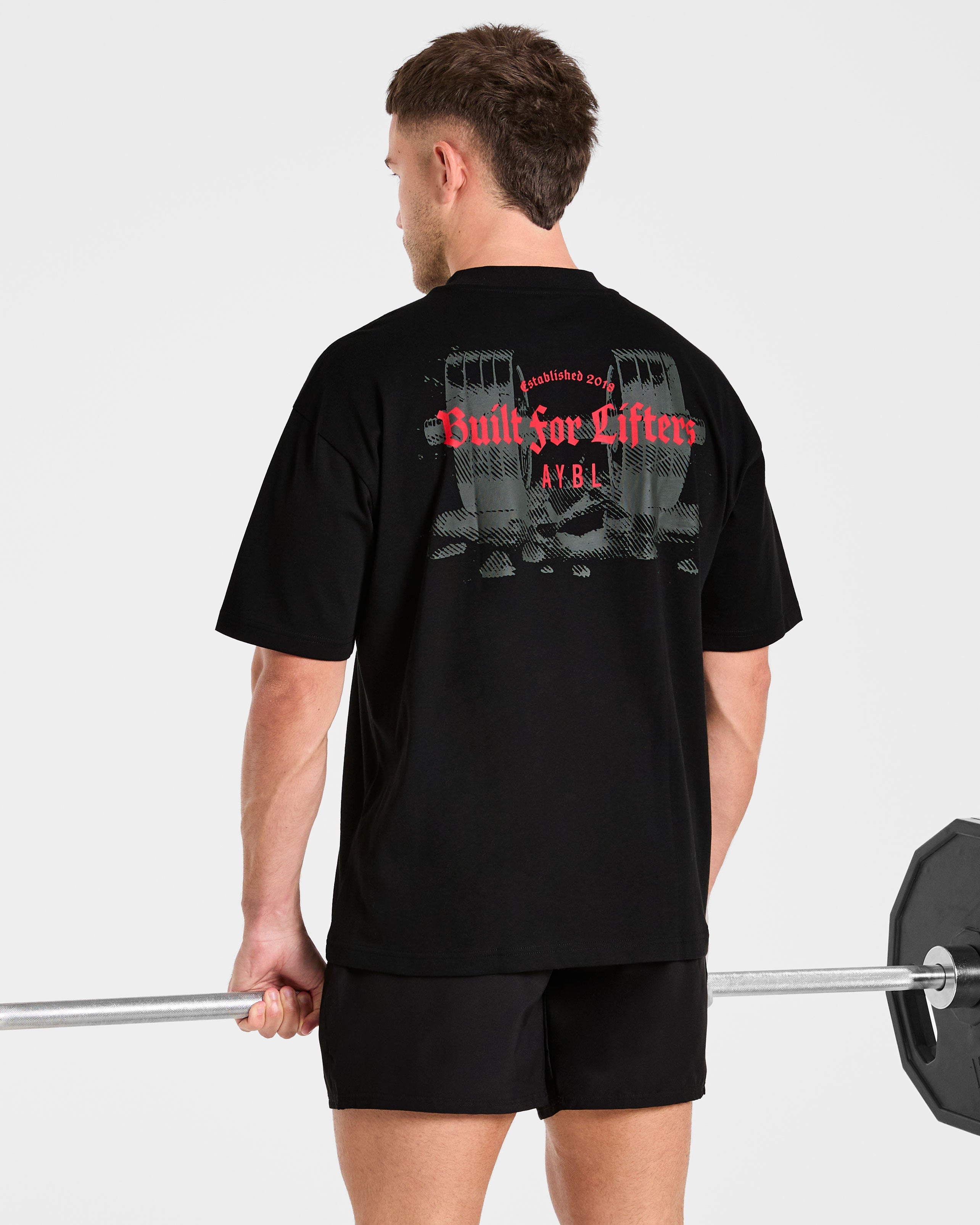 Built for Lifters Oversized T Shirt - Schwarz/Rot