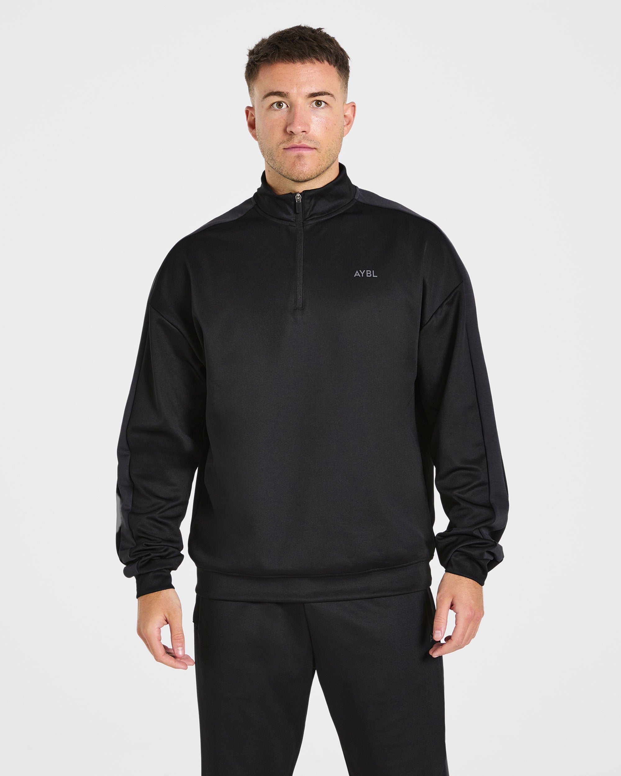 Classic Track 1/4 Zip Pullover - Schwarz/Charcoal