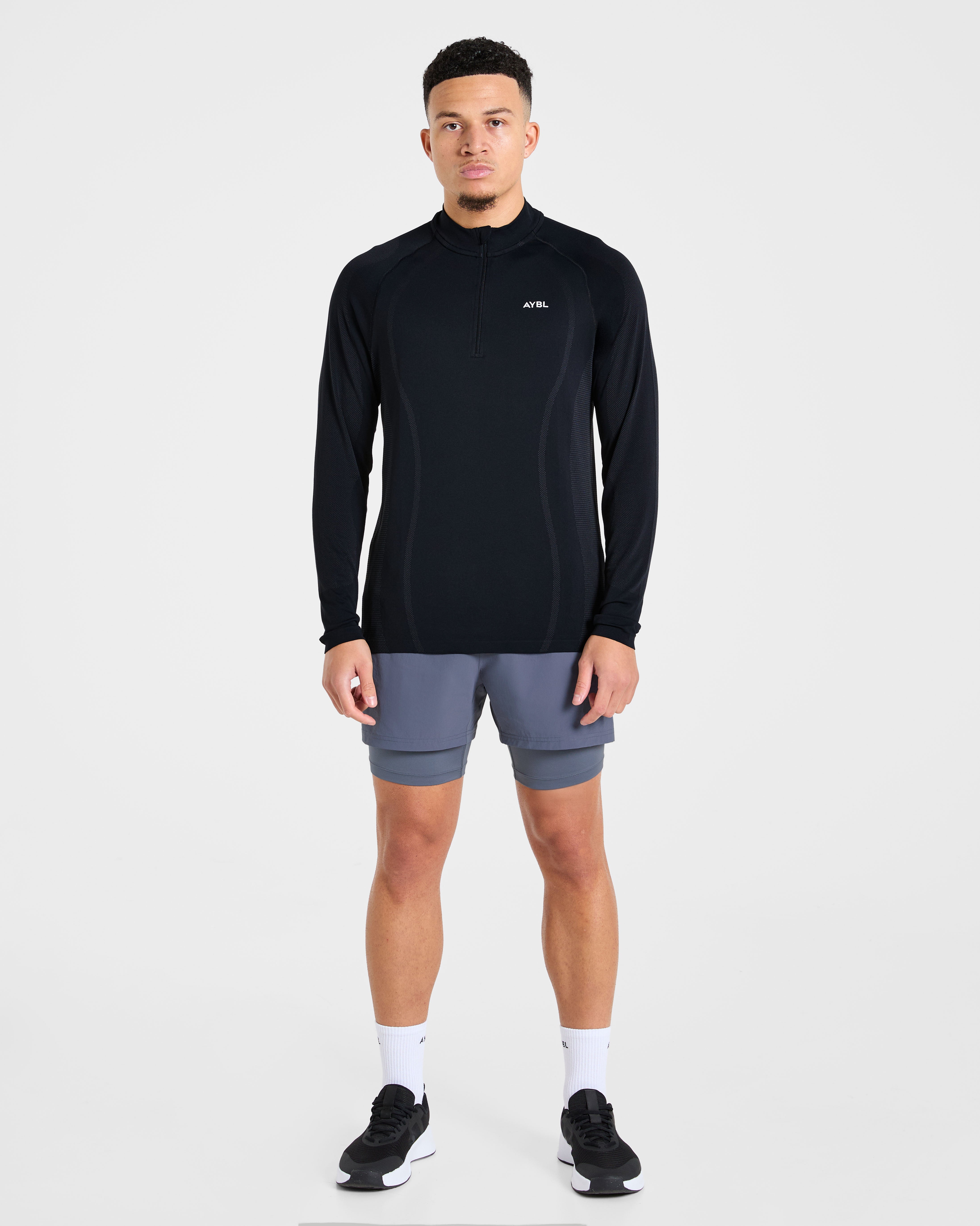Attain Seamless 1/2 Zip Pullover - Schwarz