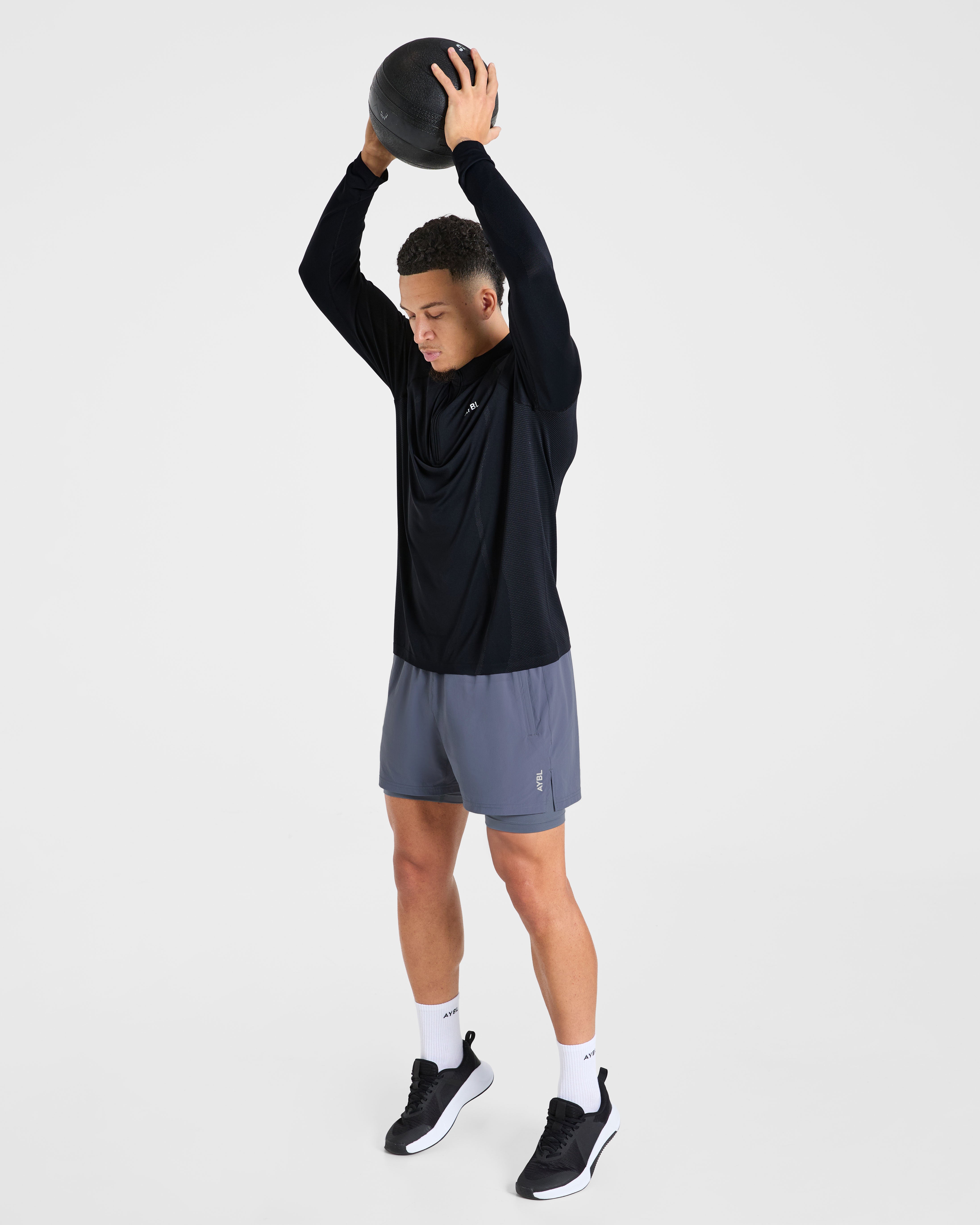 Attain Seamless 1/2 Zip Pullover - Schwarz