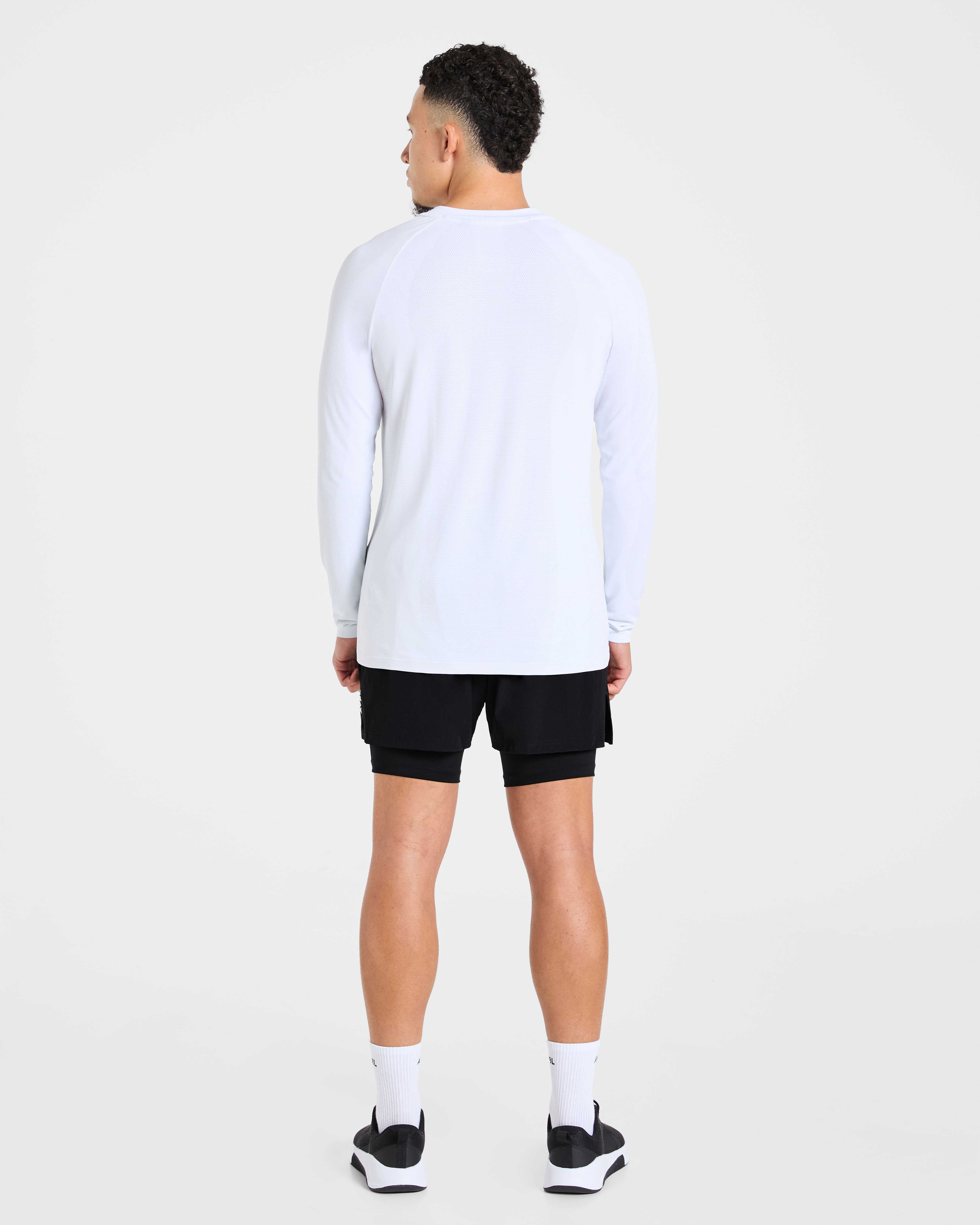 Attain Seamless Long Sleeve T Shirt - Storm Weiß