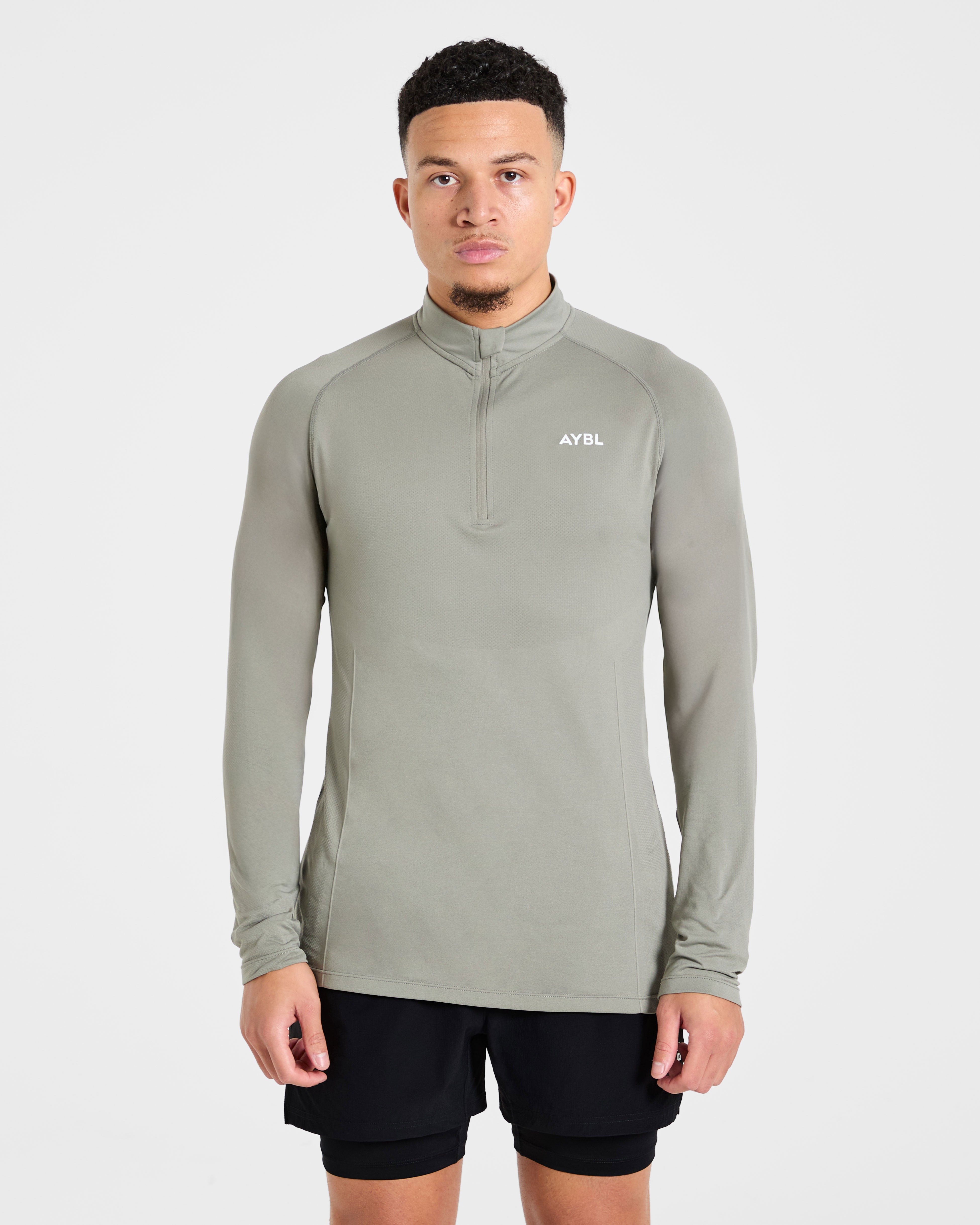 Essential Seamless 1/4 Zip Pullover  - Olive