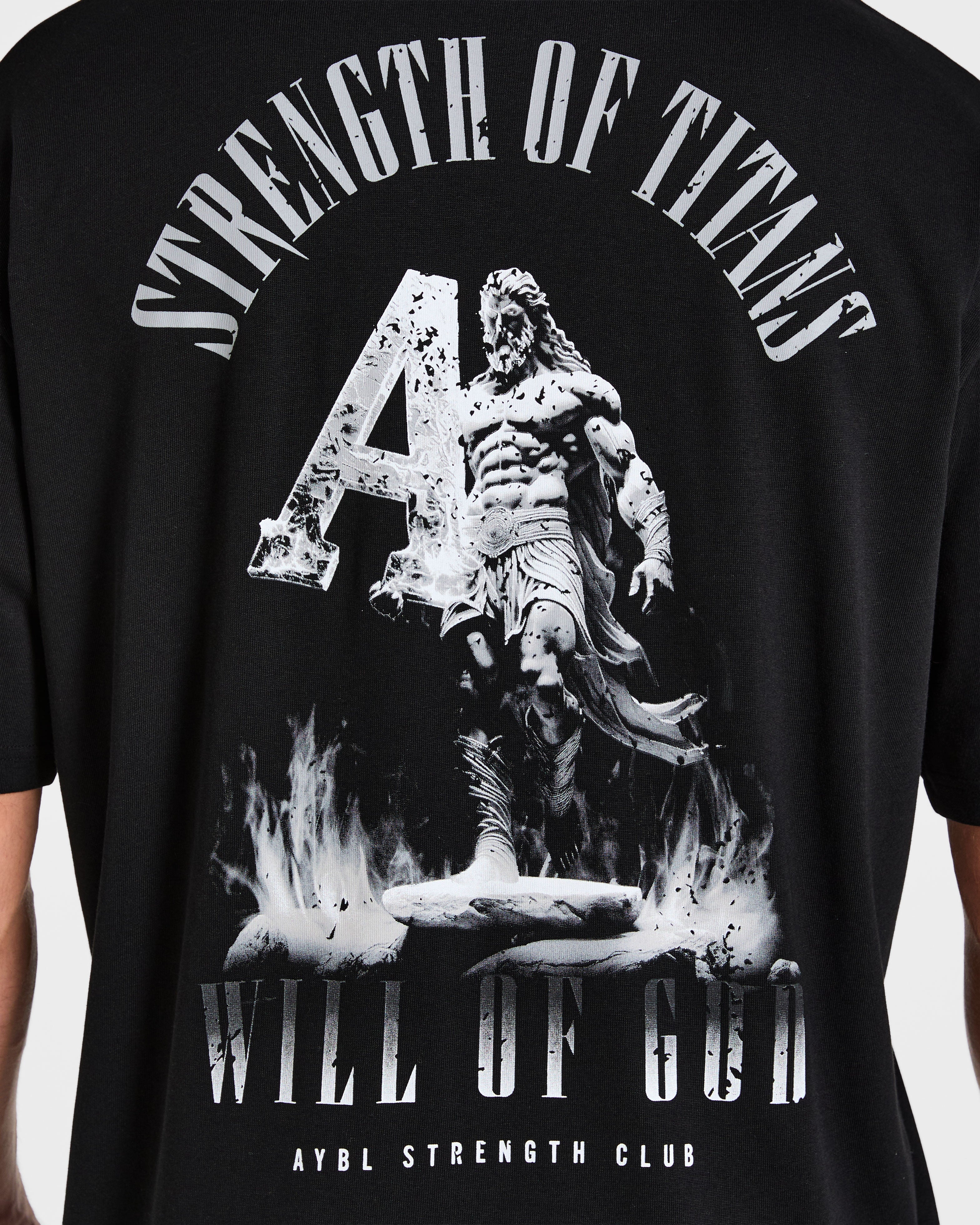 Strength Of Titans Oversized T Shirt - Schwarz