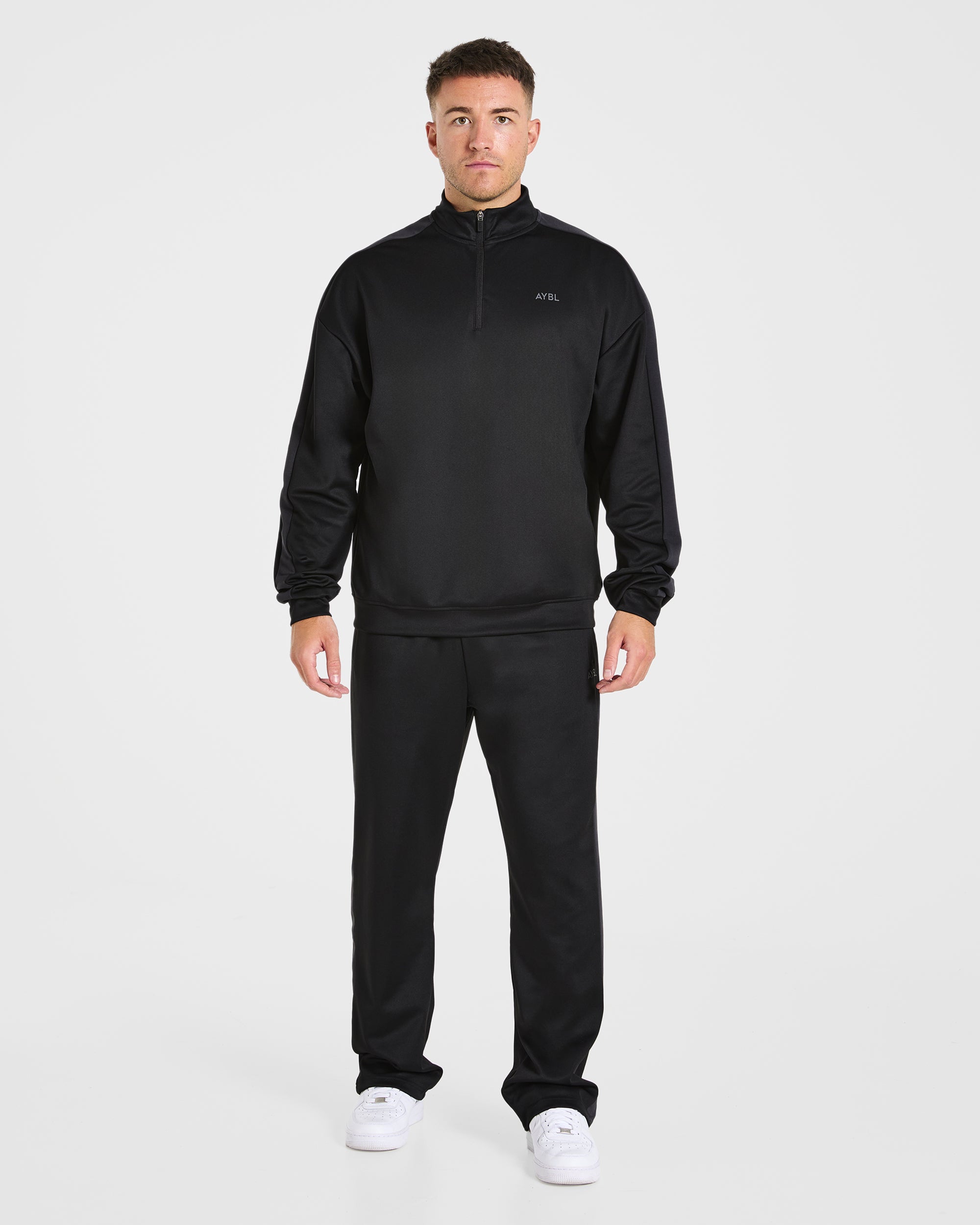 Classic Track 1/4 Zip Pullover - Schwarz/Charcoal