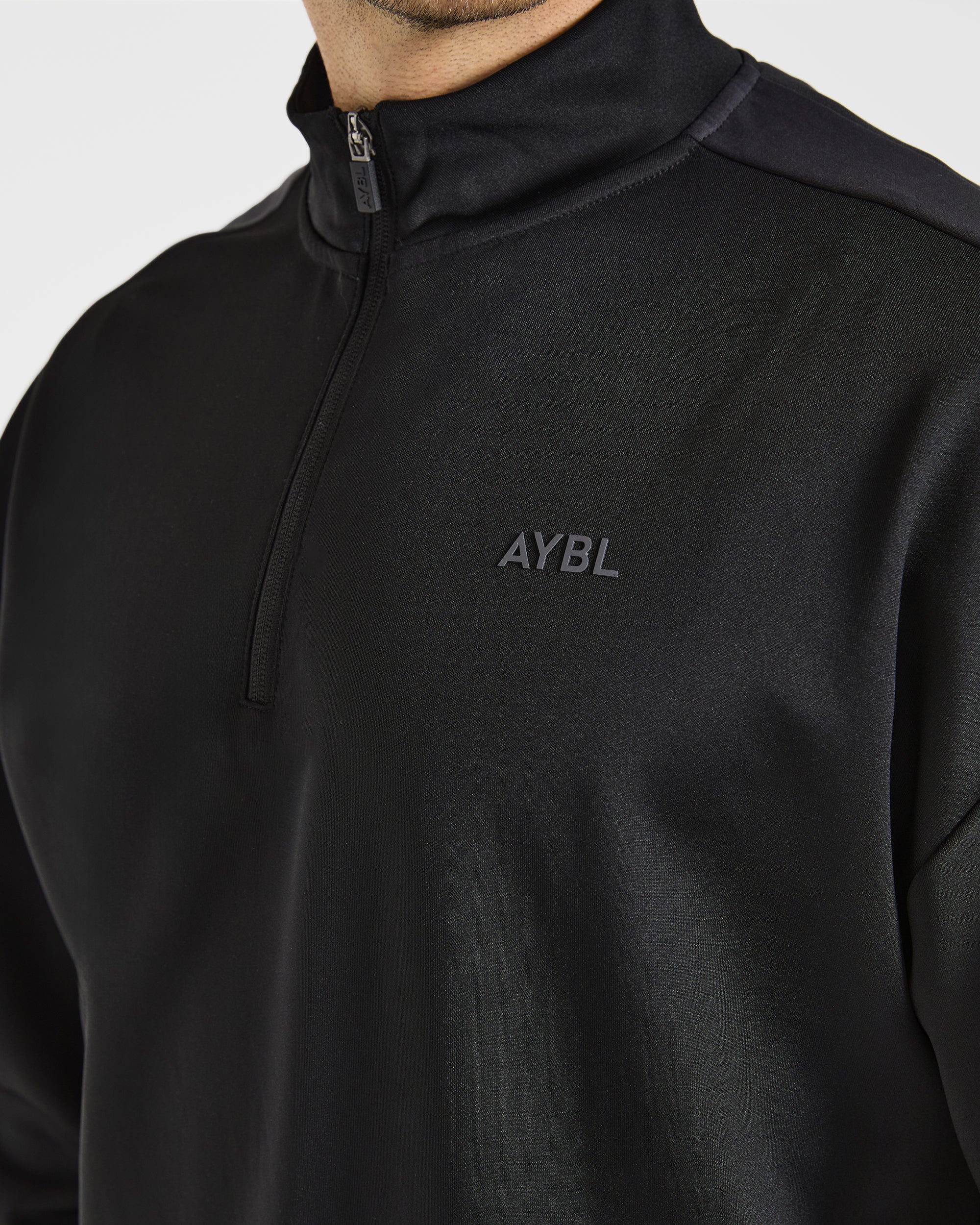 Classic Track 1/4 Zip Pullover - Schwarz/Charcoal