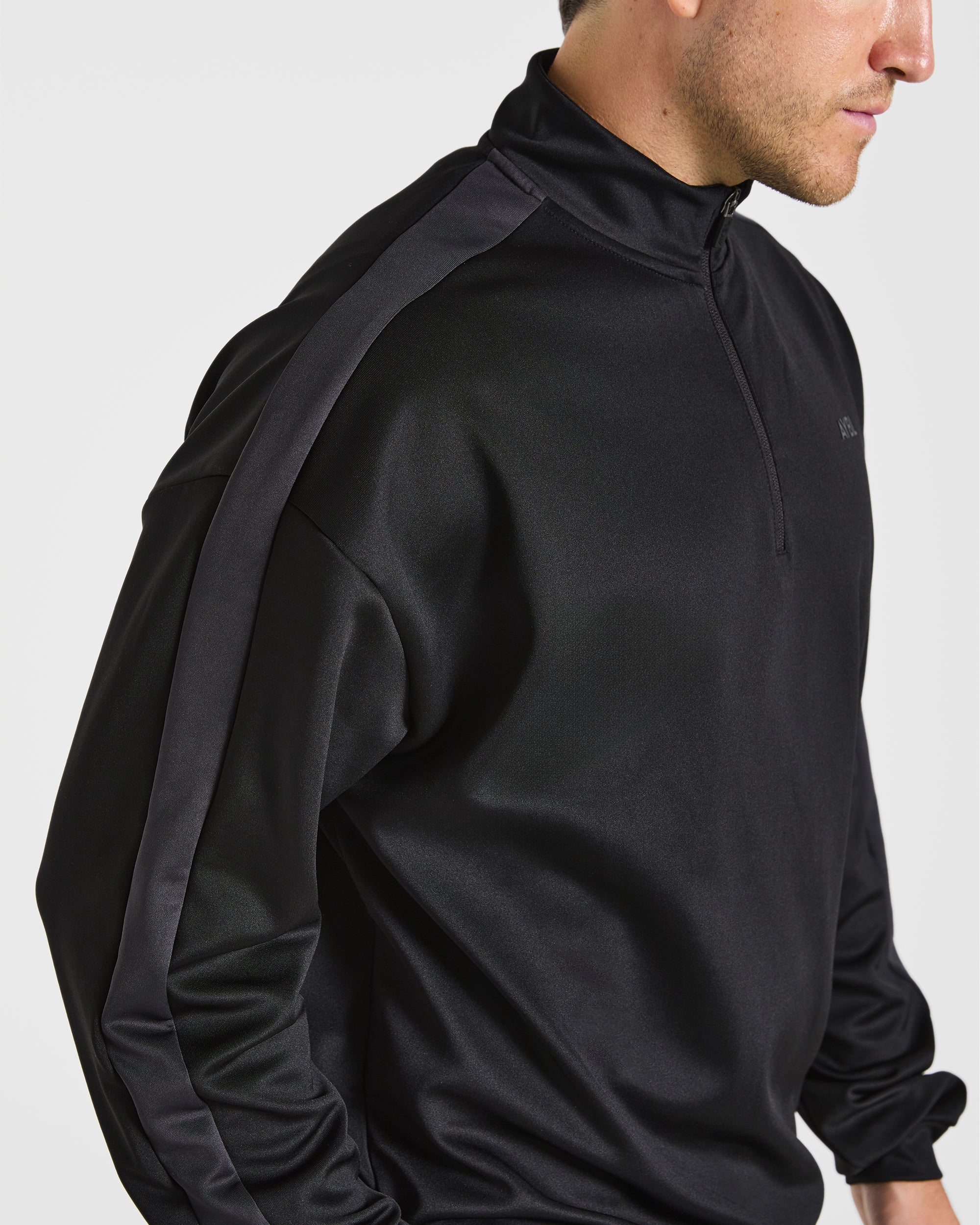 Classic Track 1/4 Zip Pullover - Schwarz/Charcoal