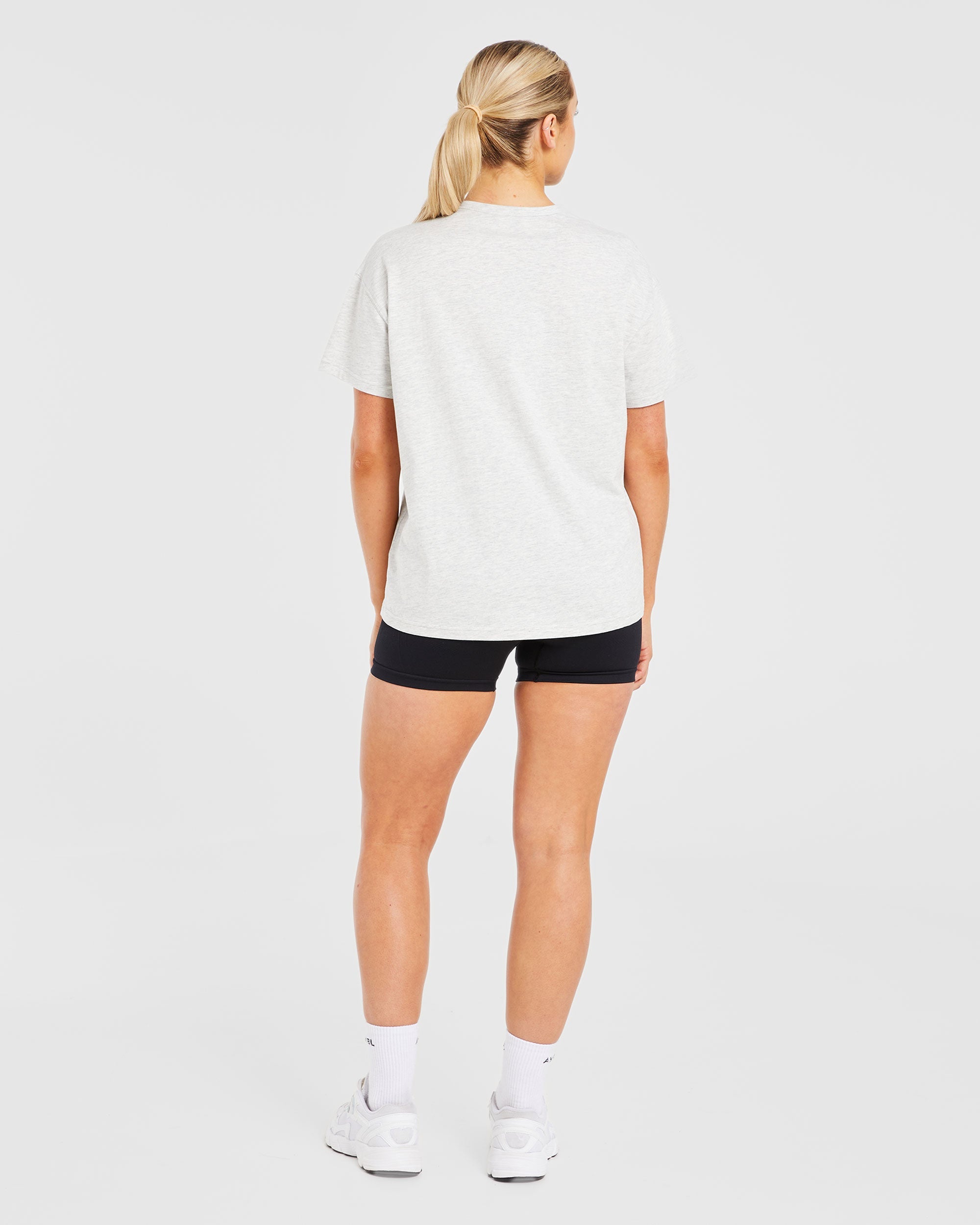 Varsity Fluffy Oversized T Shirt - Heather Grau