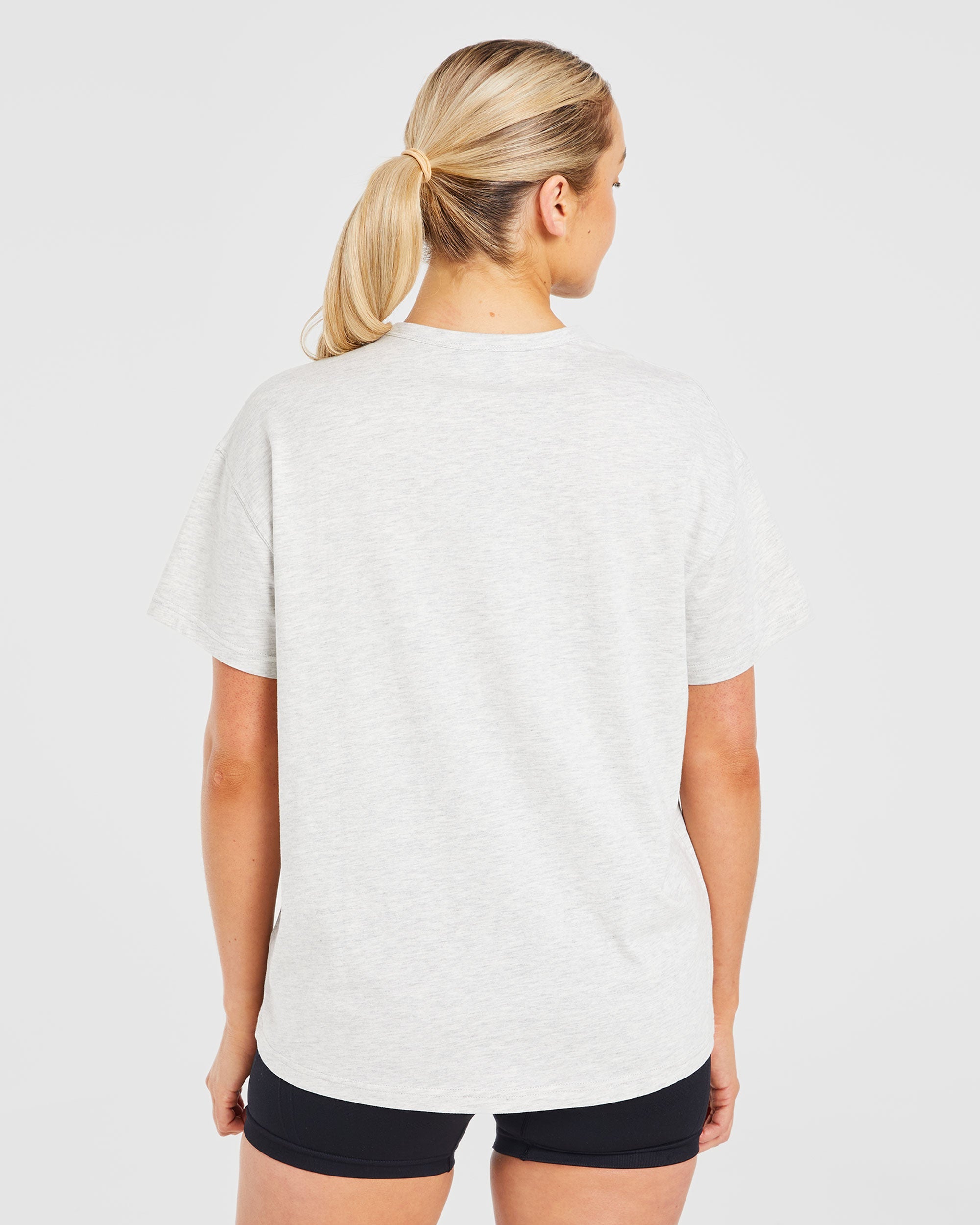 Varsity Fluffy Oversized T Shirt - Heather Grau