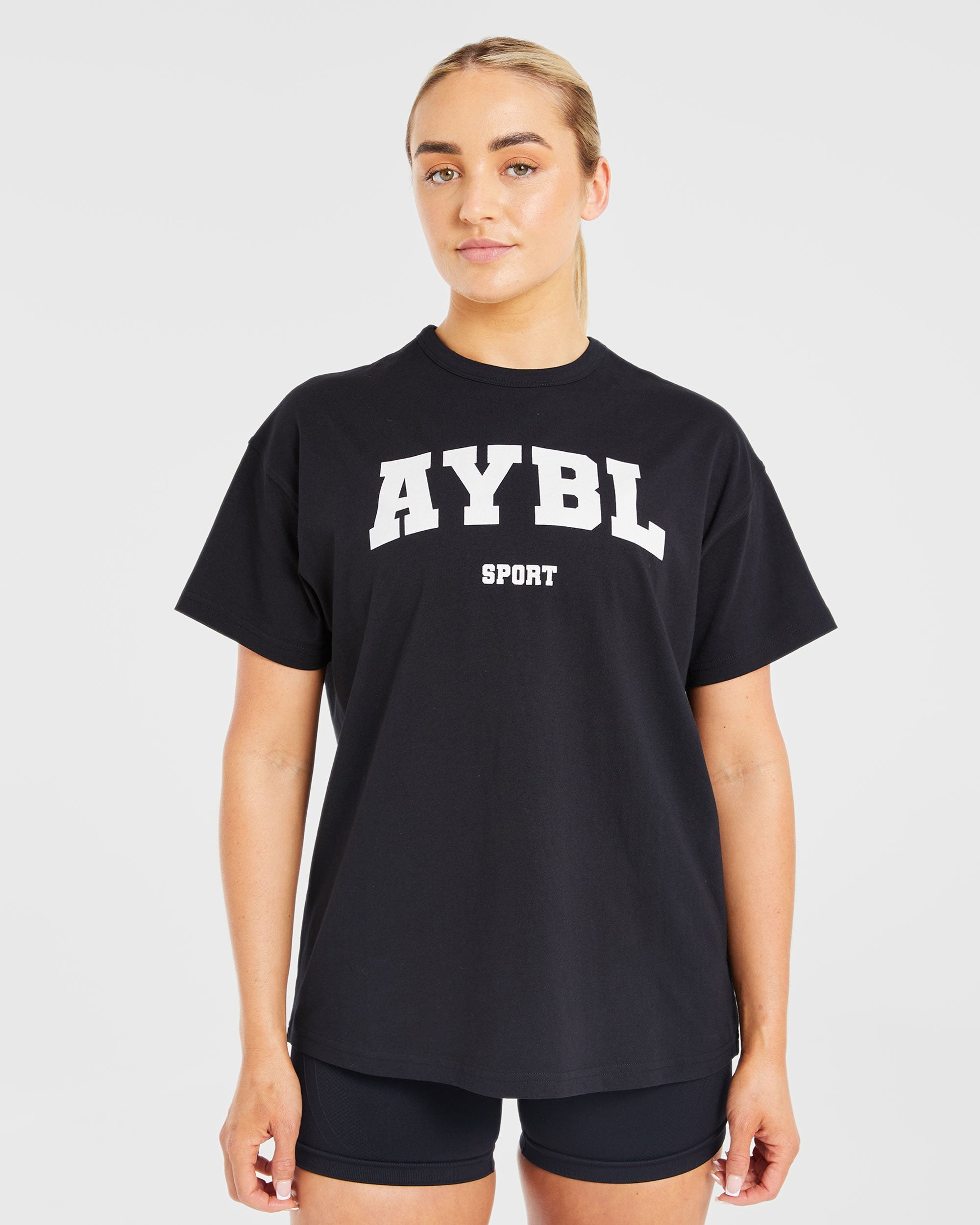 Classic Varsity Oversized T Shirt - Schwarz