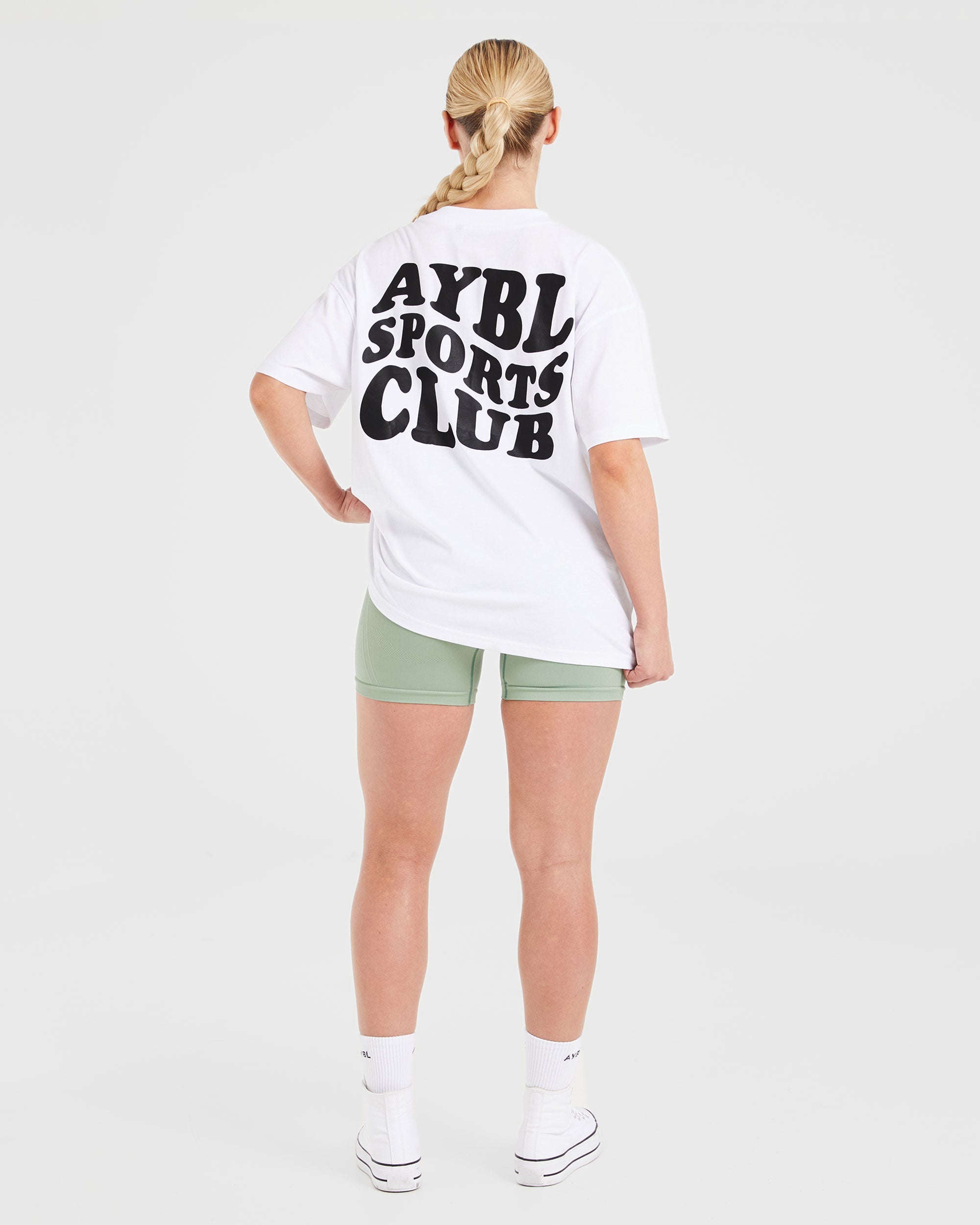 Sports Club Wavy Oversized T Shirt - Weiß