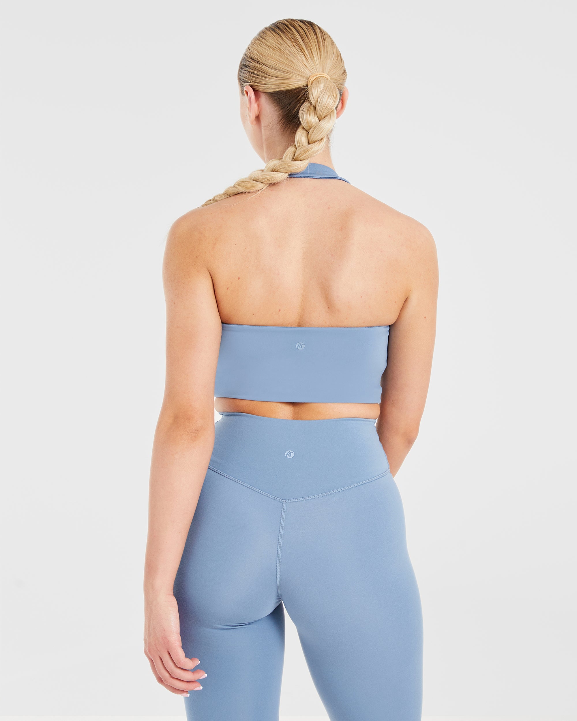 Staple Halterneck Crop Top - Slate Blau