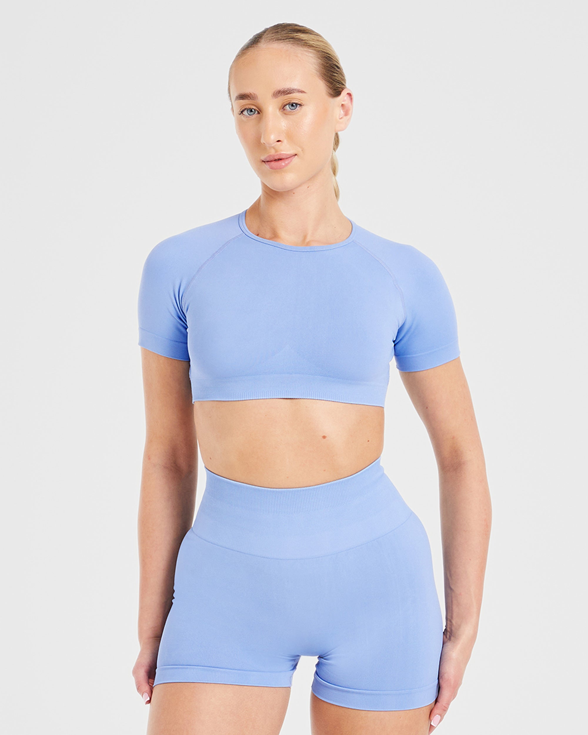 Power Seamless Crop Top - Blau