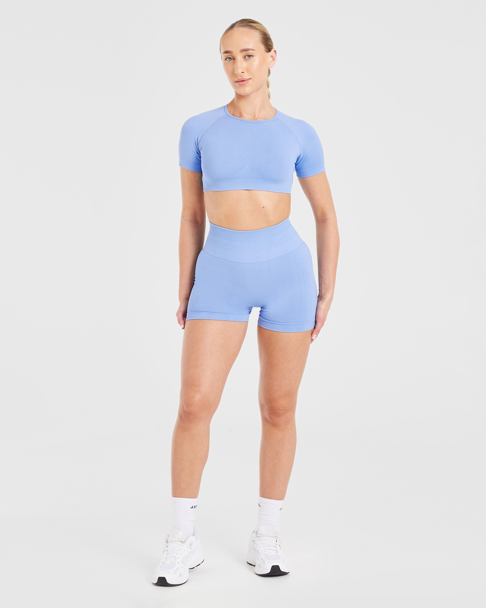 Power Seamless Crop Top - Blau