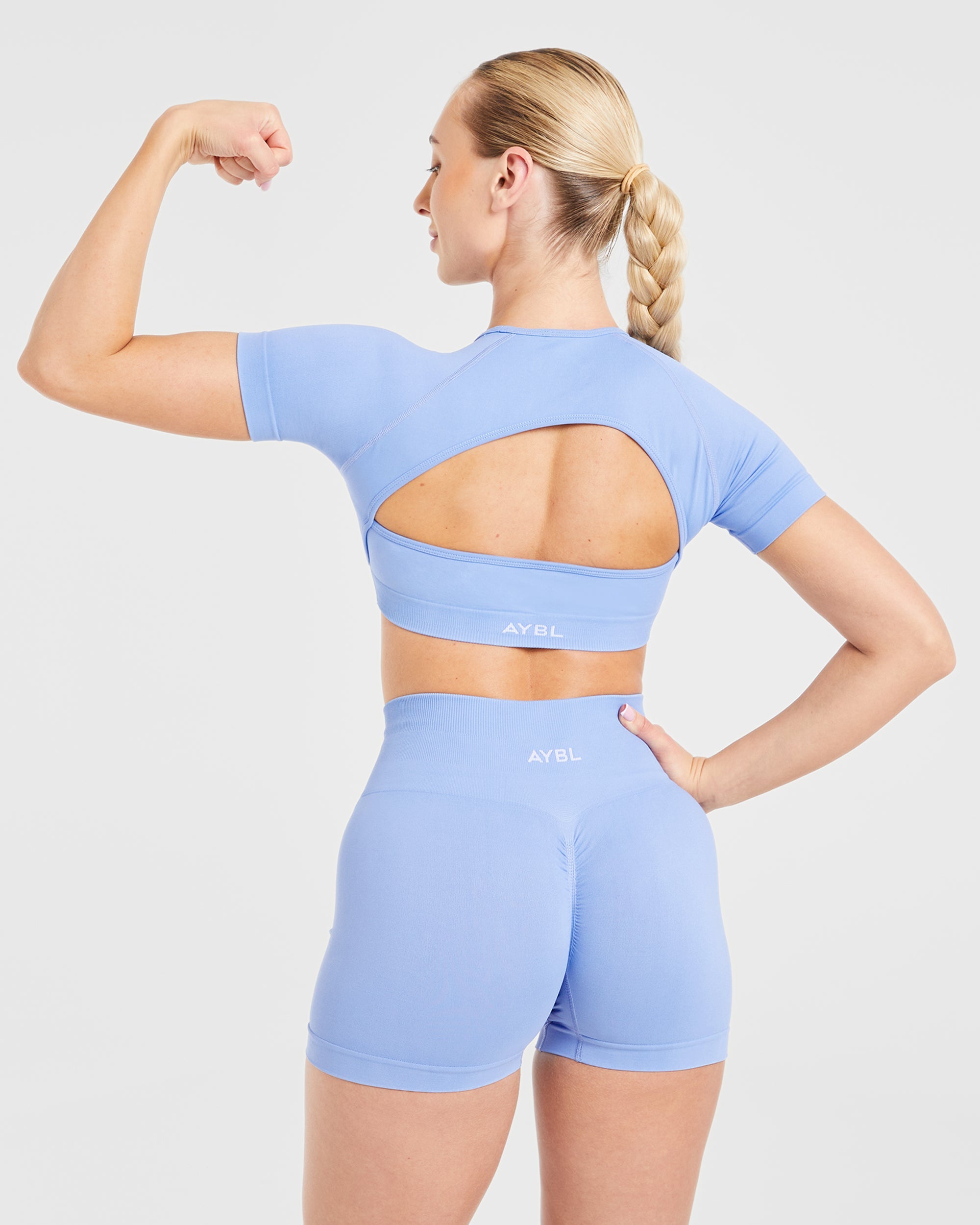 Power Seamless Crop Top - Blau