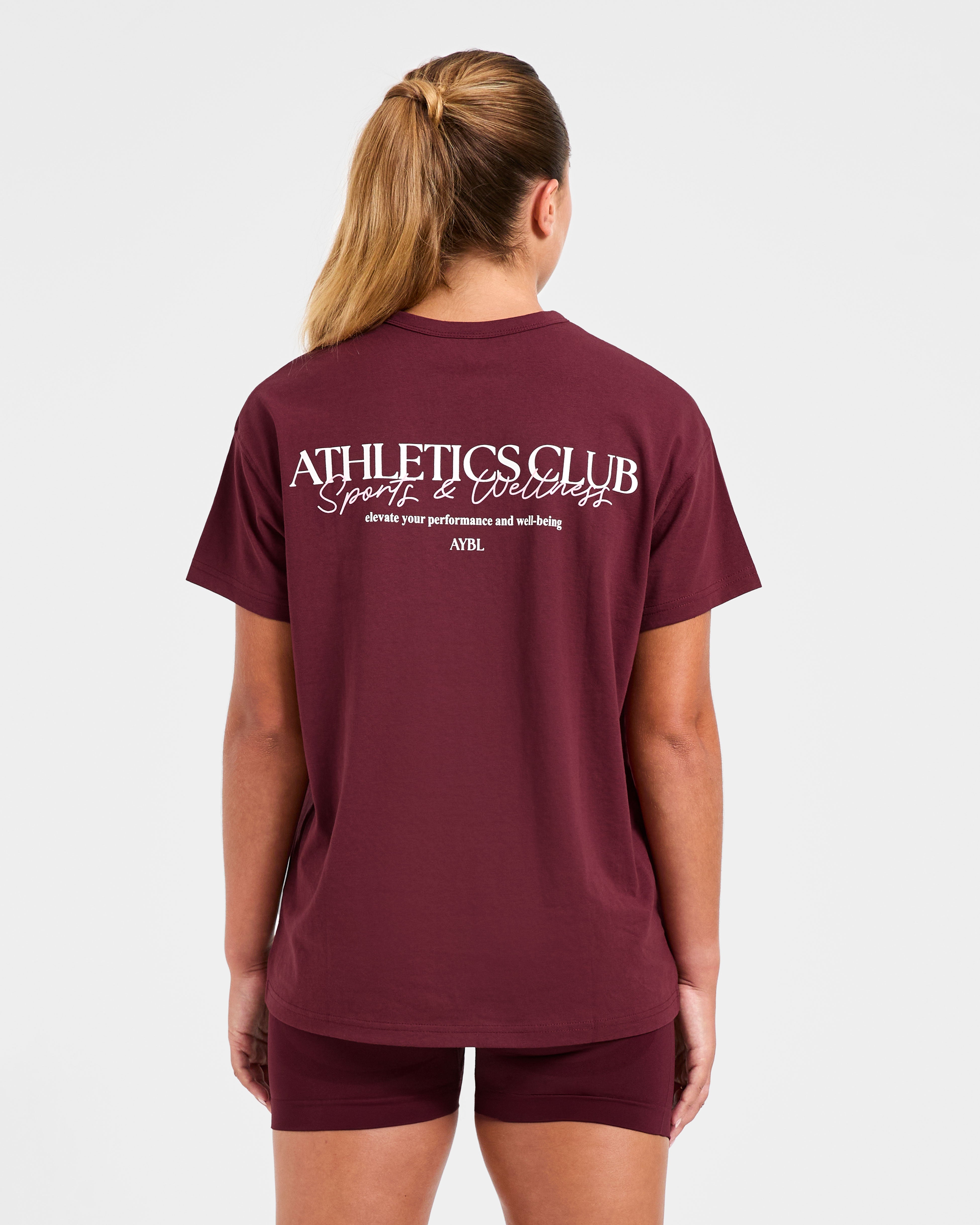 Athletics Club Oversized T Shirt - Rot Wine/Rosa