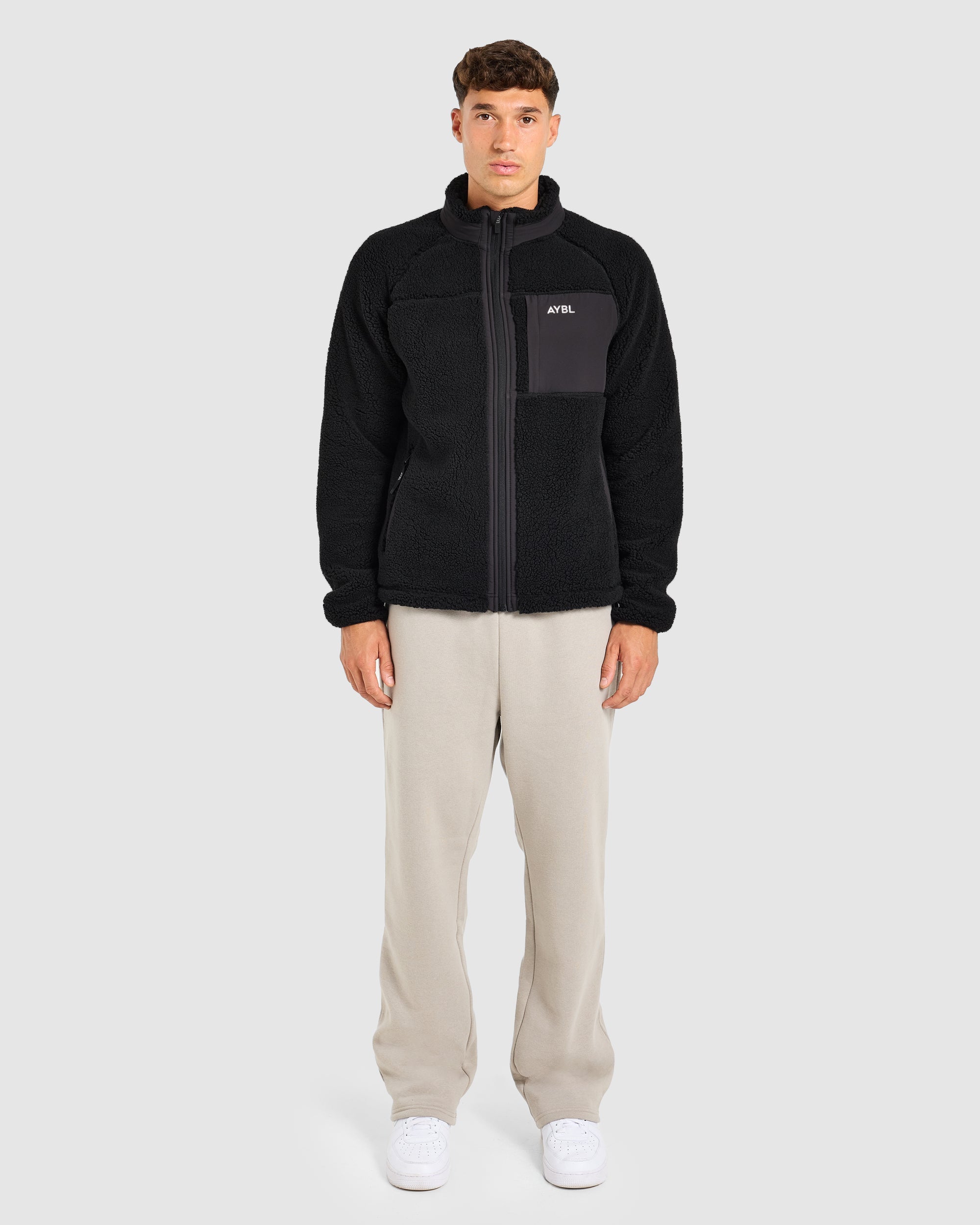 Classic Zip Up Fleece Jacket - Schwarz
