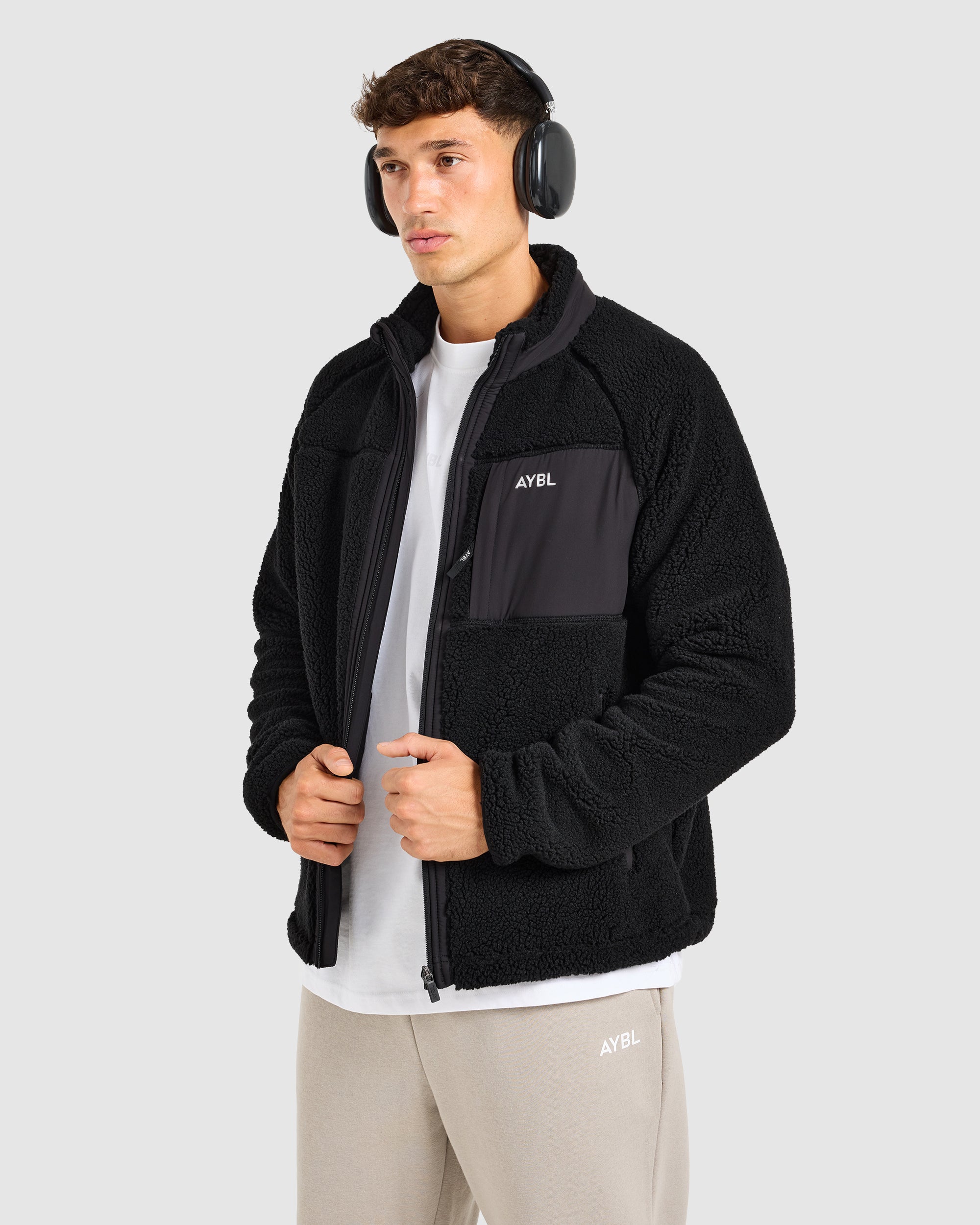 Classic Zip Up Fleece Jacket - Schwarz