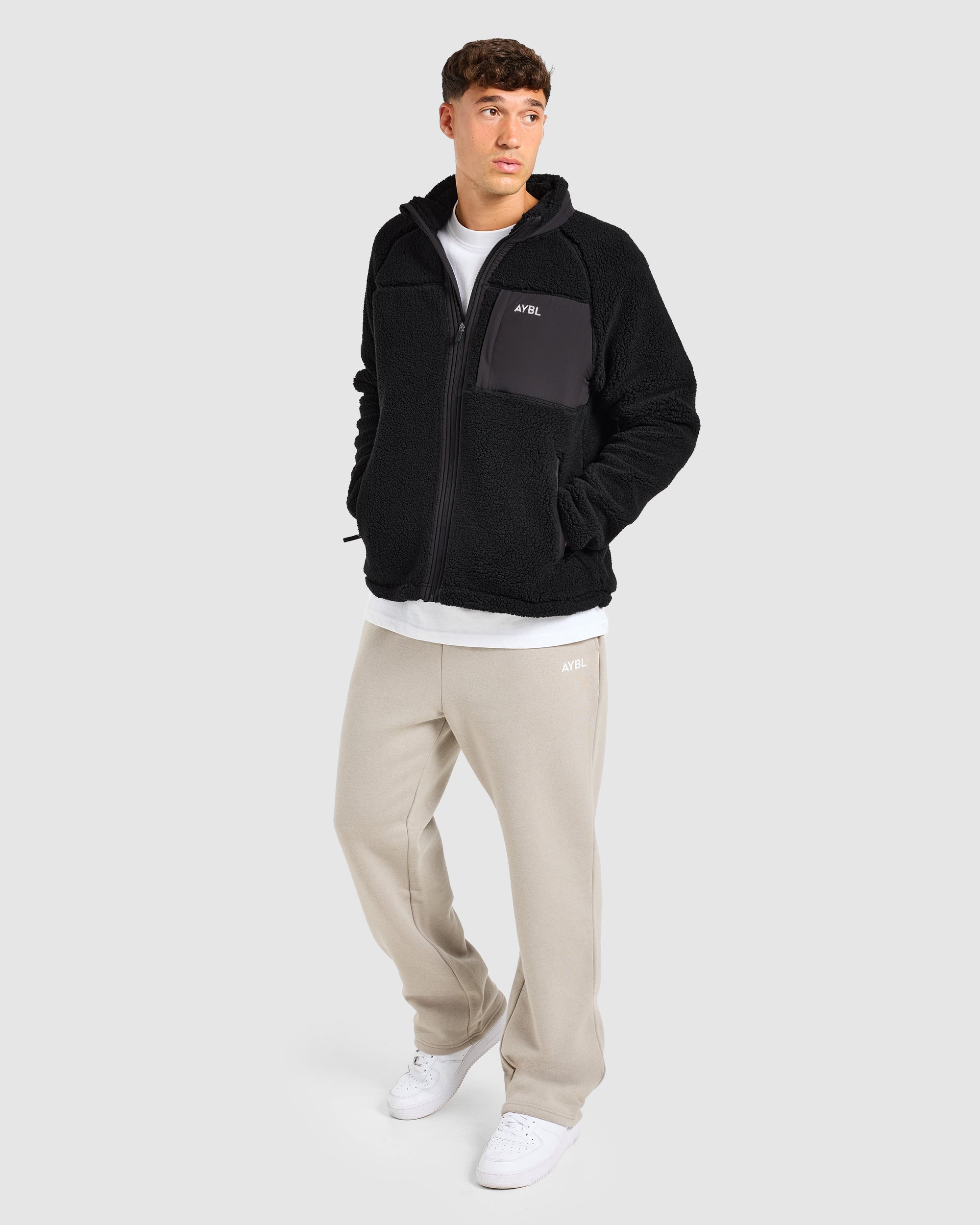 Classic Zip Up Fleece Jacket - Schwarz