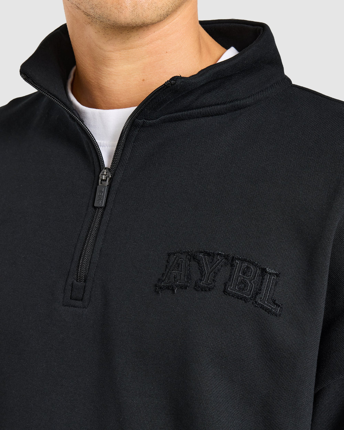 Effortless Oversized 1/4 Zip Pullover - Schwarz