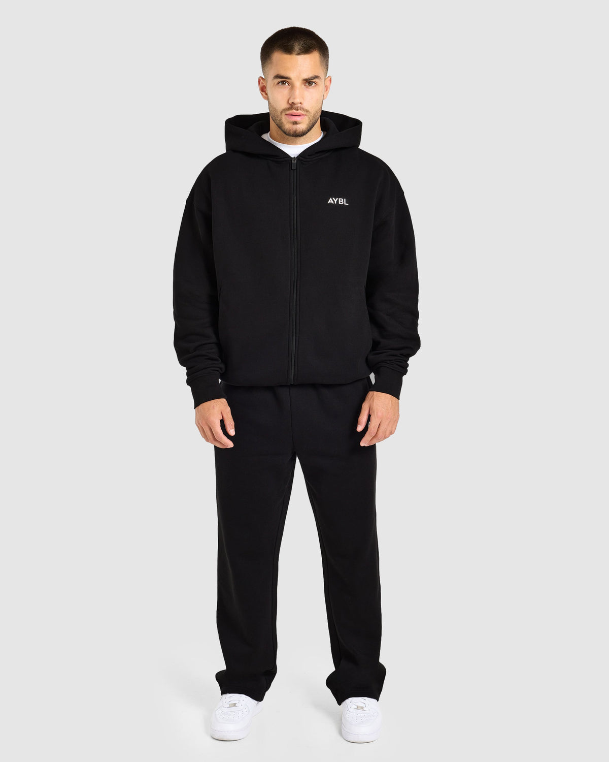 Essential Oversized Full Zip Hoodie - Schwarz