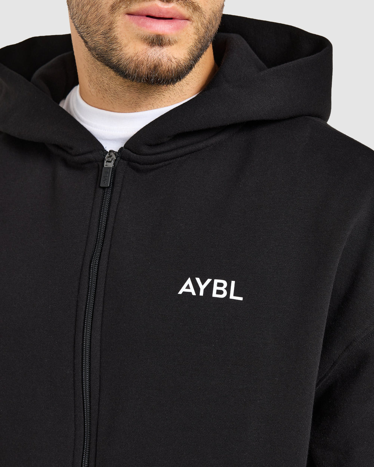 Essential Oversized Full Zip Hoodie - Schwarz