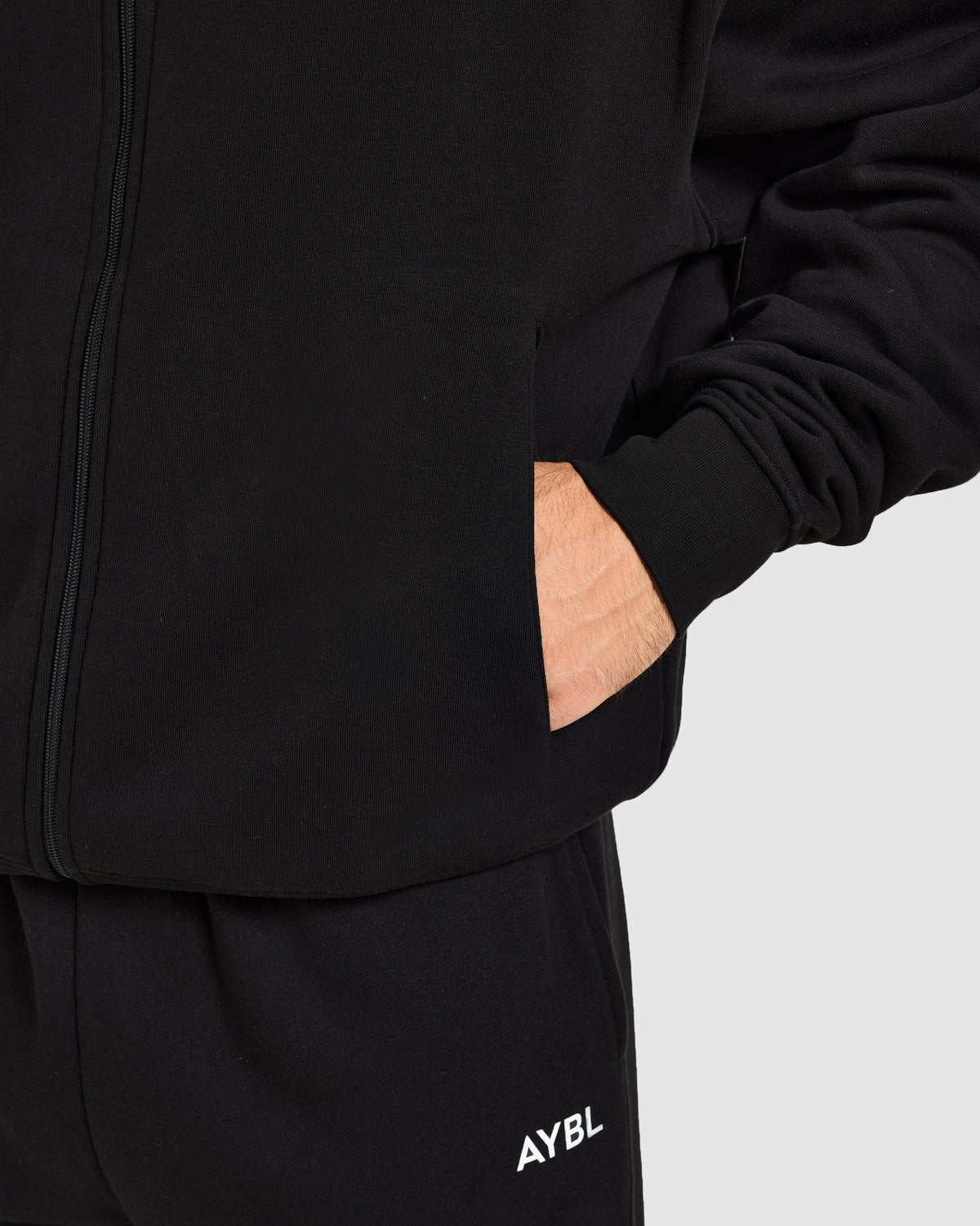 Essential Oversized Full Zip Hoodie - Schwarz