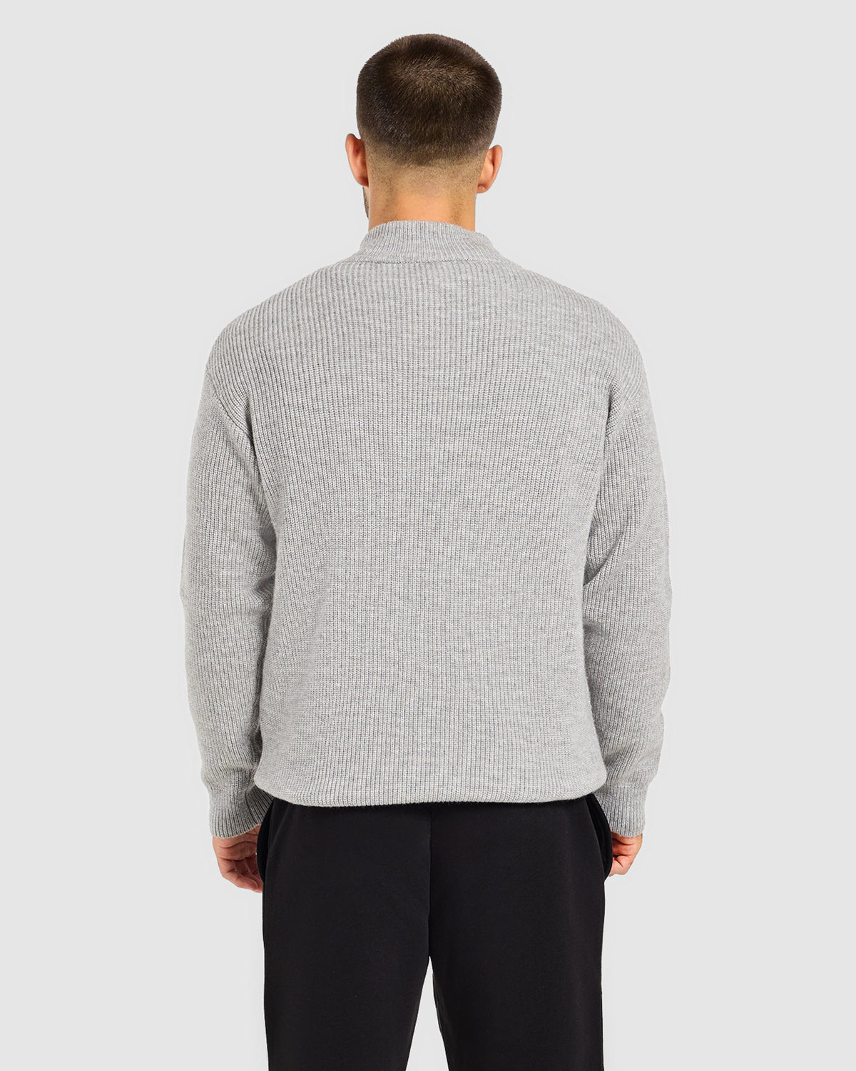 Signature Knitted 1/4 Zip Pullover - Grau Marl