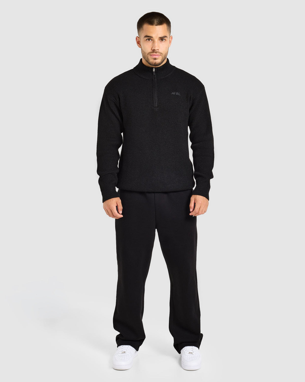 Signature Knitted 1/4 Zip Pullover - Schwarz