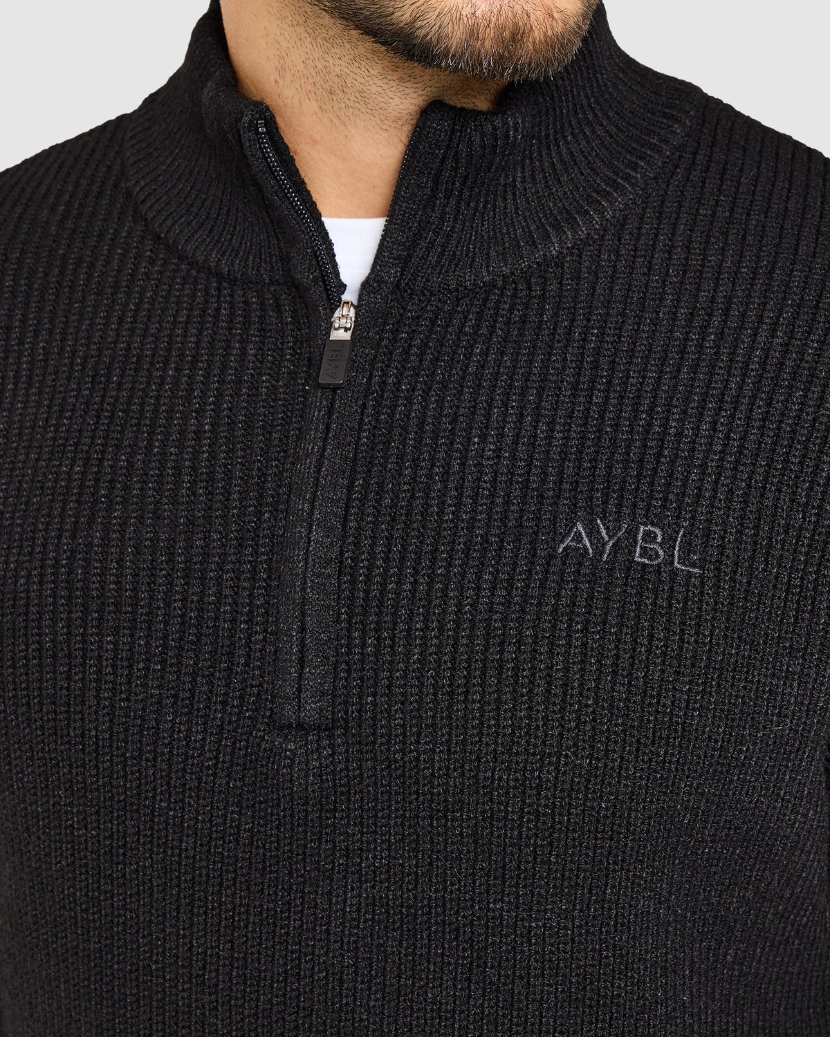 Signature Knitted 1/4 Zip Pullover - Schwarz